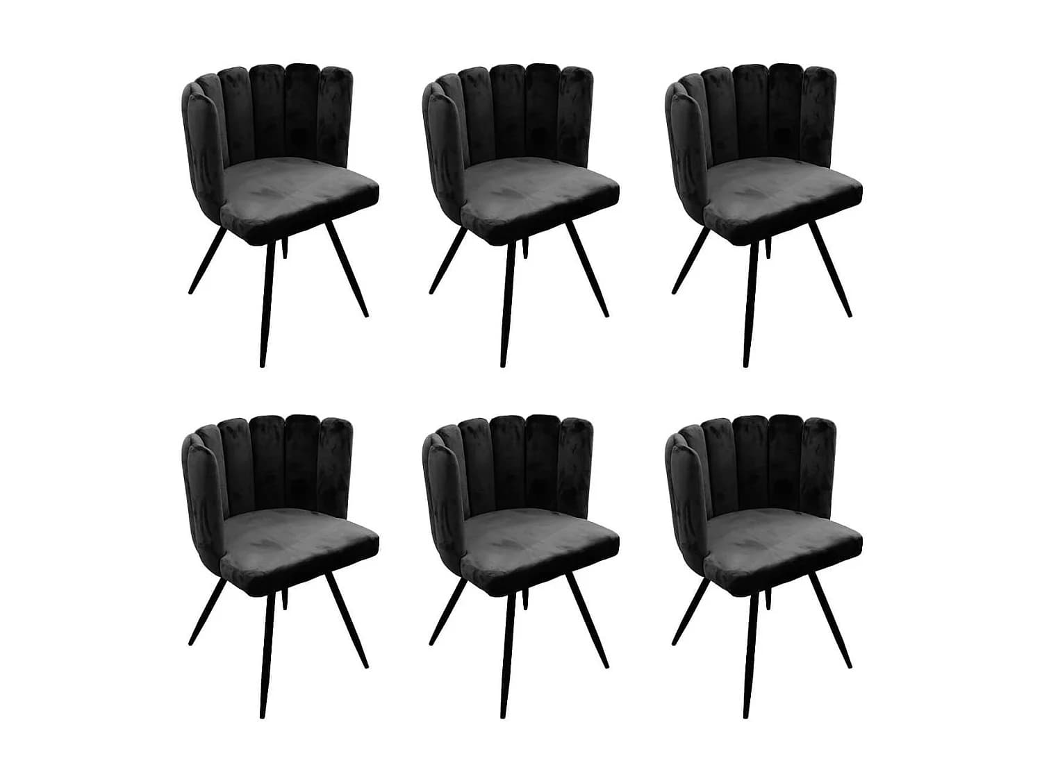 CHARLOTTE - Lot de 6 Chaises Velours Noir