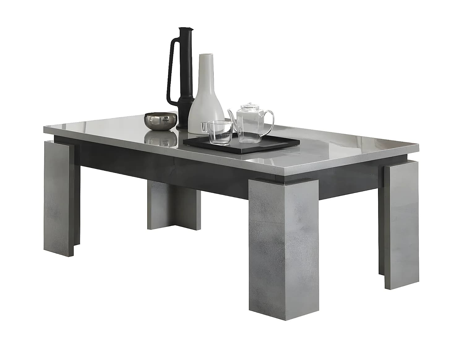 HOFFMAN - Table Basse à 4 Pieds Gris Aspect Pierre