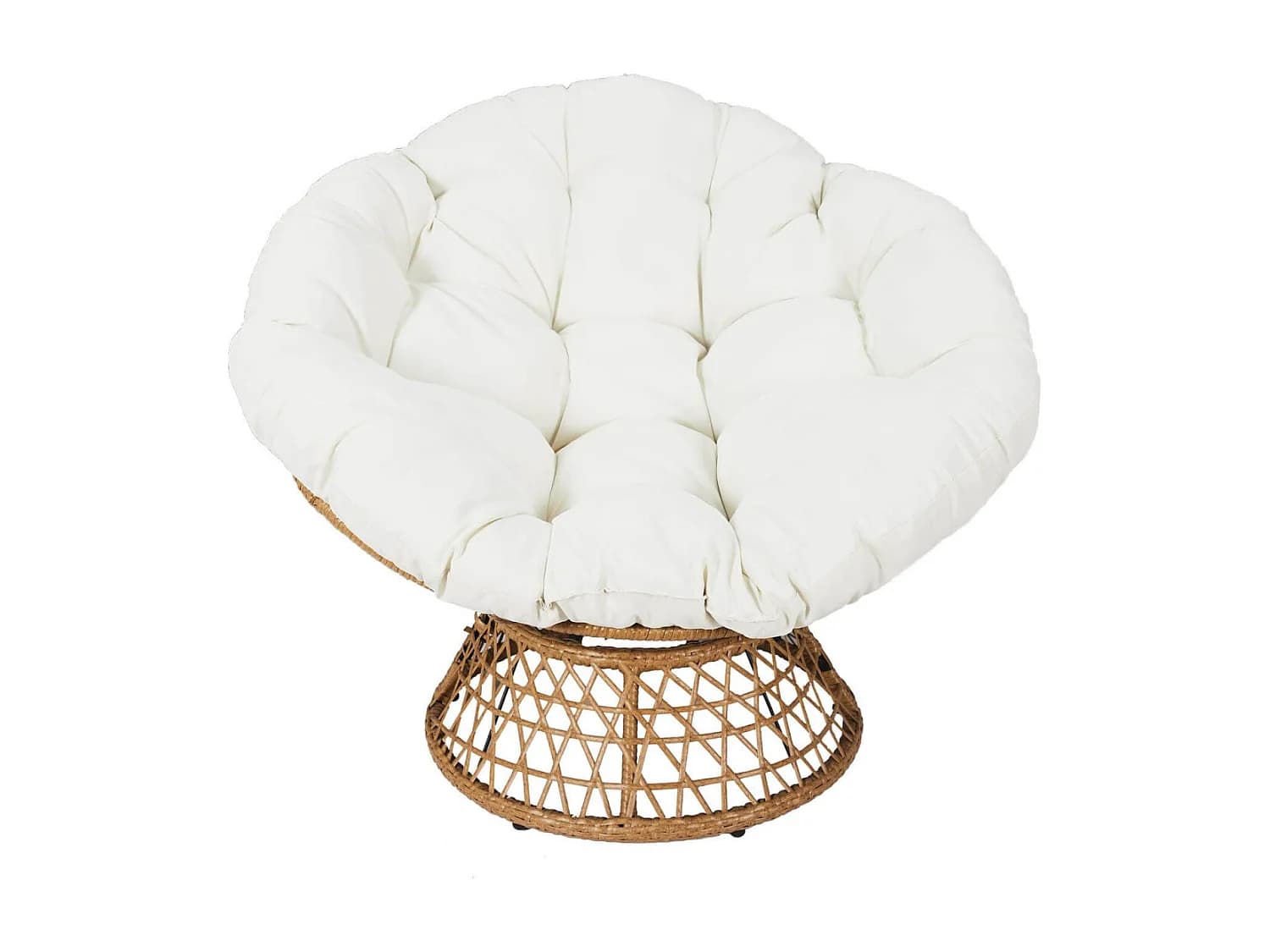 MERIDA - Fauteuil Pivotant Blanc avec Assise Capitonnée