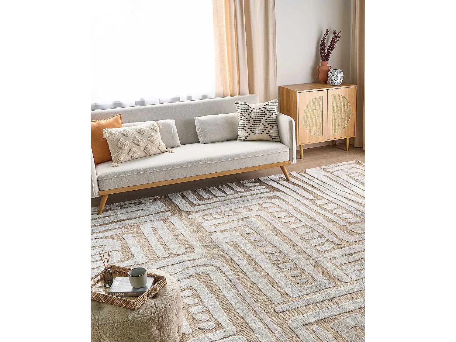 Tapis en laine beige et gris 300 x 400 cm MANDAI