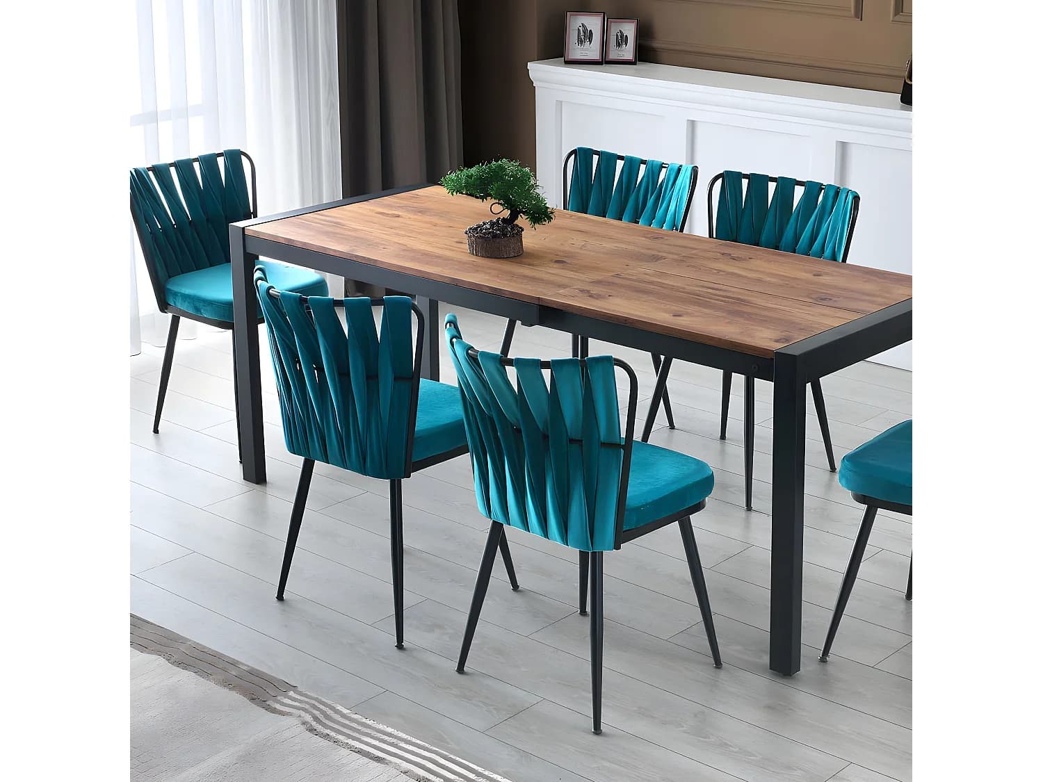 Table à manger extensible industrielle Sika 120-187cm