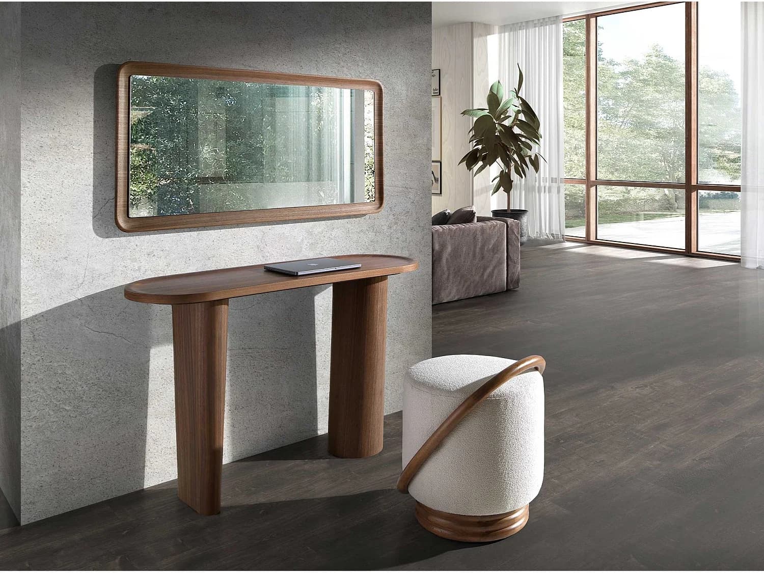Console ovale en noyer demi-point 3249 ANGEL CERDA