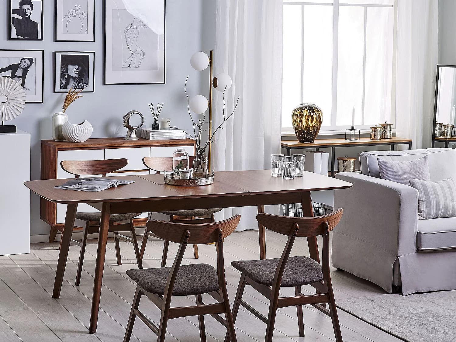 Table de salle à manger extensible MADOX Noyer foncé 120/150 cm 75 cm