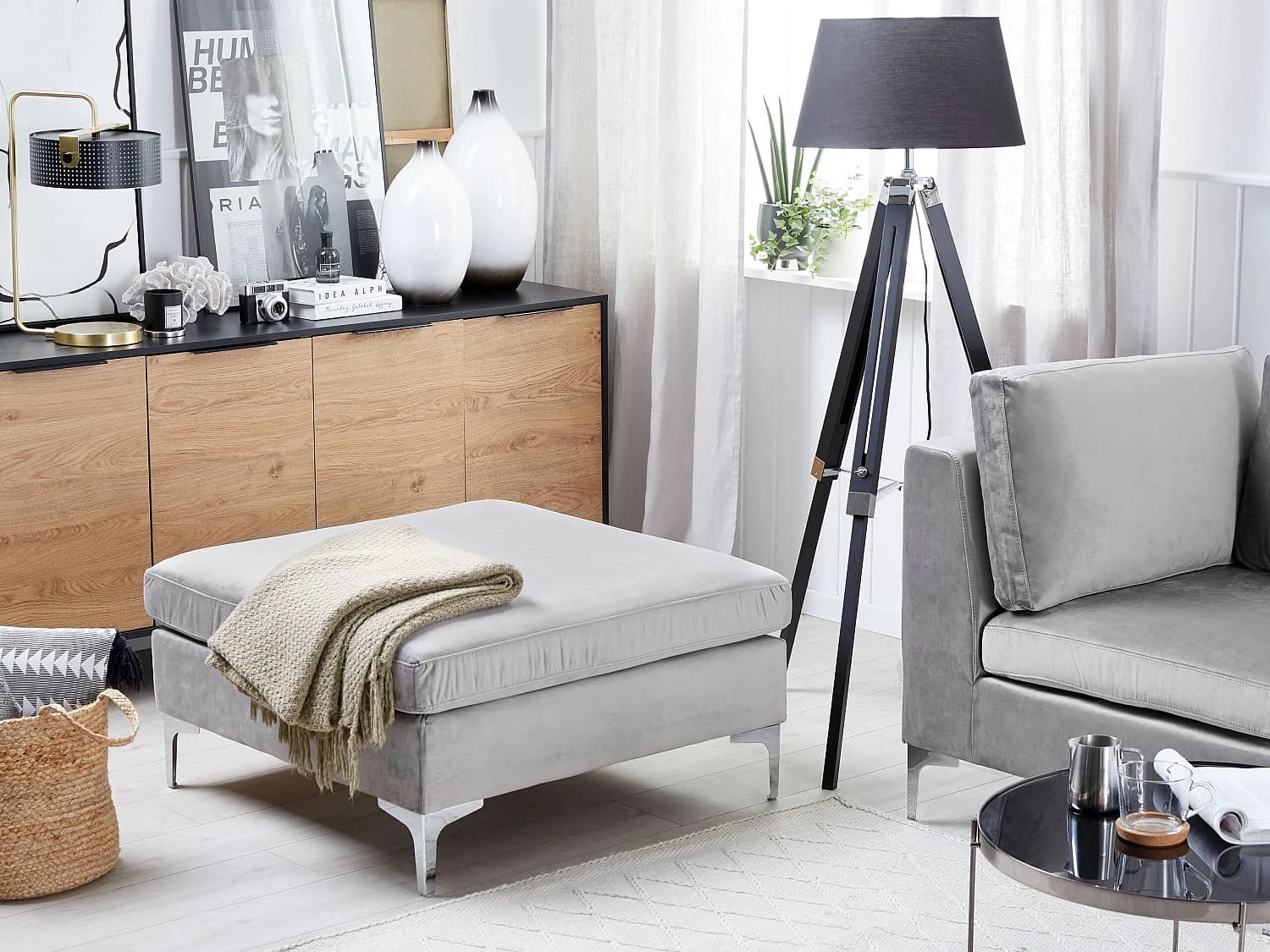 Ottoman EVJA Velours Gris