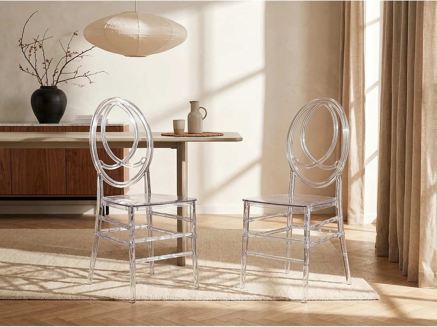 Lot de 6 chaises en polycarbonate plein - Cristal - AMALINE