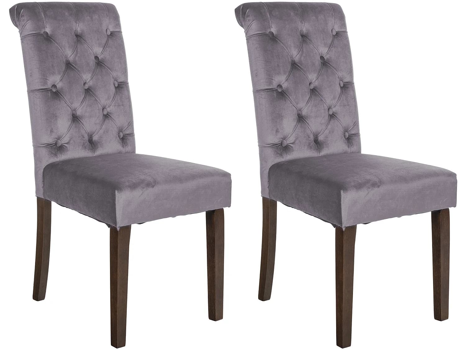 Lot de 2 chaise salle à manger - Velours - Gris foncé - Lisburn