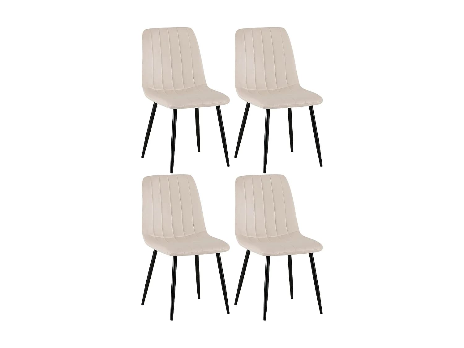 Lot de 4 chaise salle à manger - Velours - Crème - Dijon