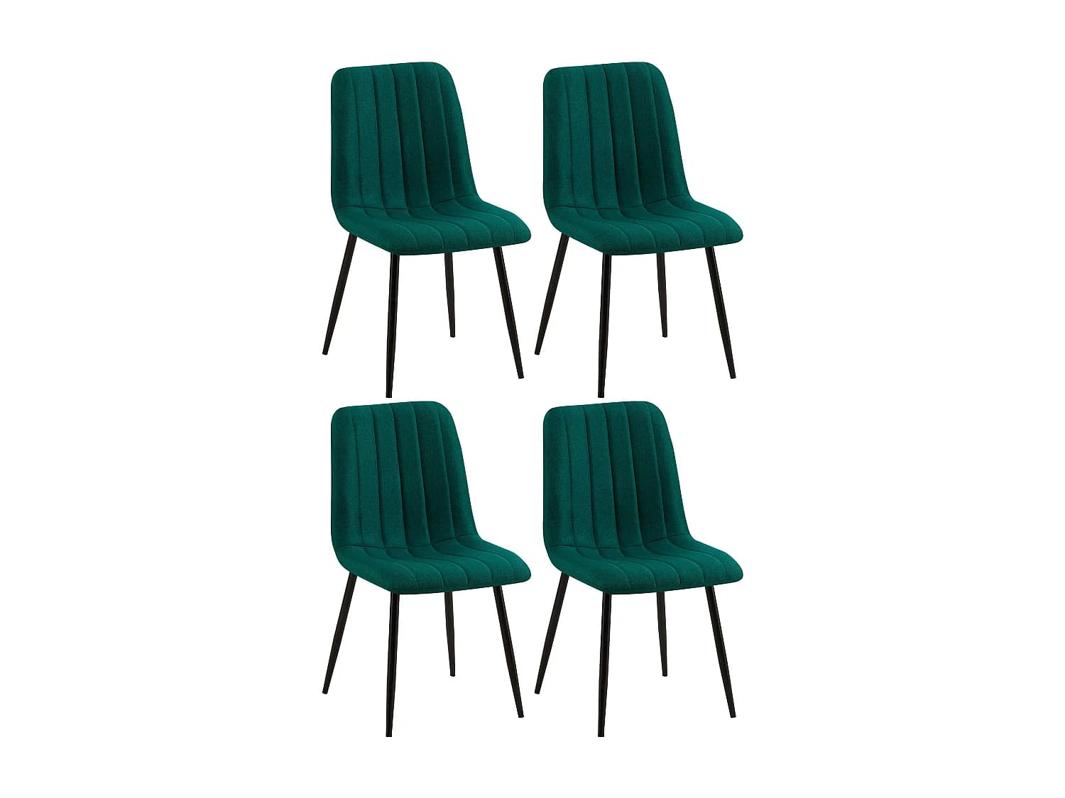 Lot de 4 chaise salle à manger - Tissu - Vert foncé - Dijon