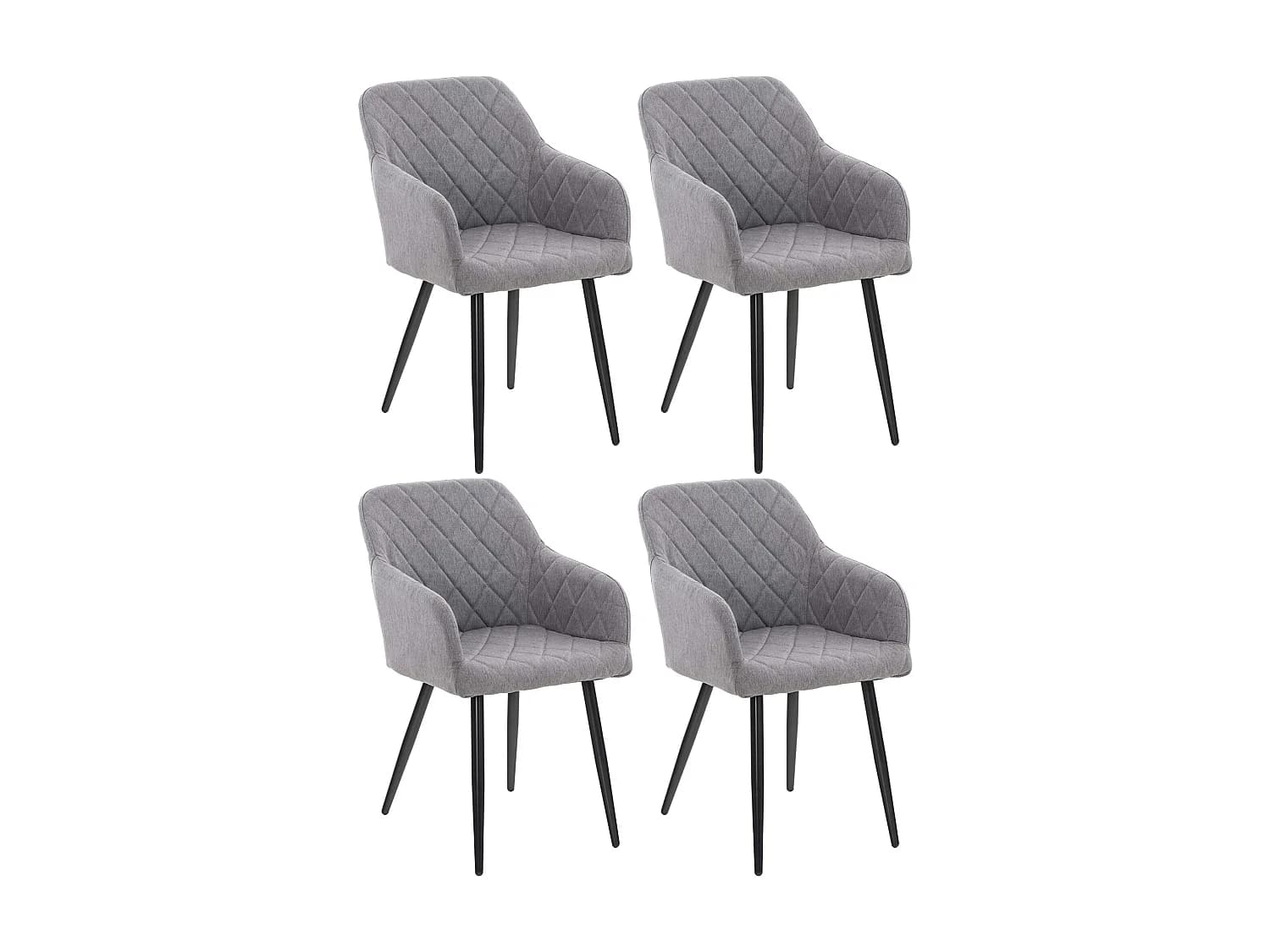 Lot de 4 chaises avec accoudoirs - Tissu - Gris - Shila