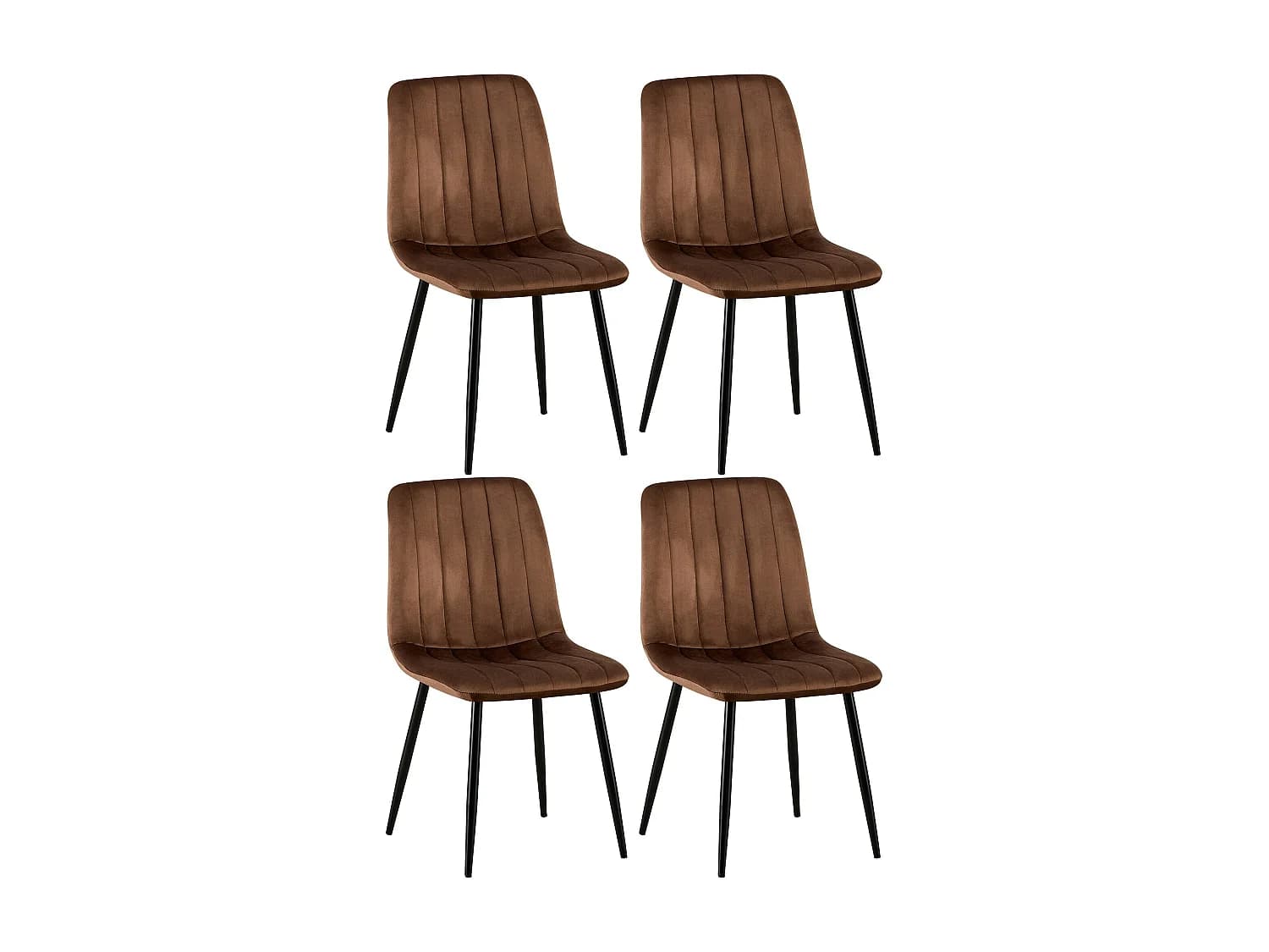 Lot de 4 chaise salle à manger - Velours - Marron - Dijon