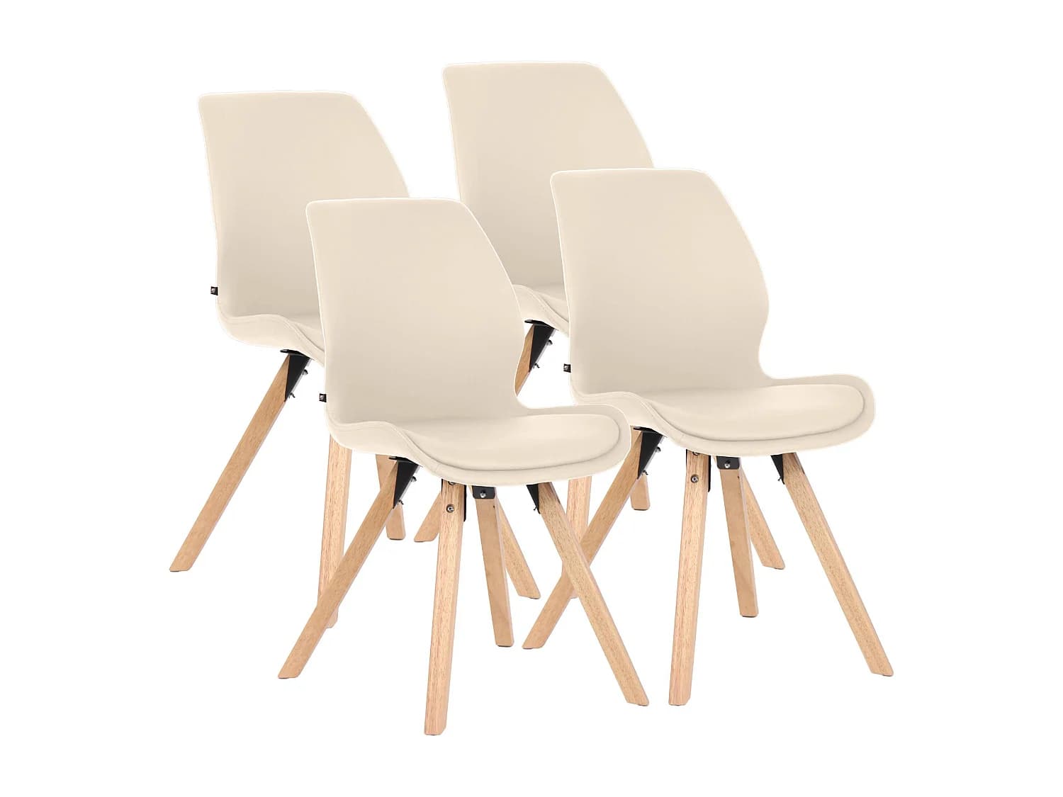 Lot de 4 chaise salle à manger - Similicuir - Crème - Luna