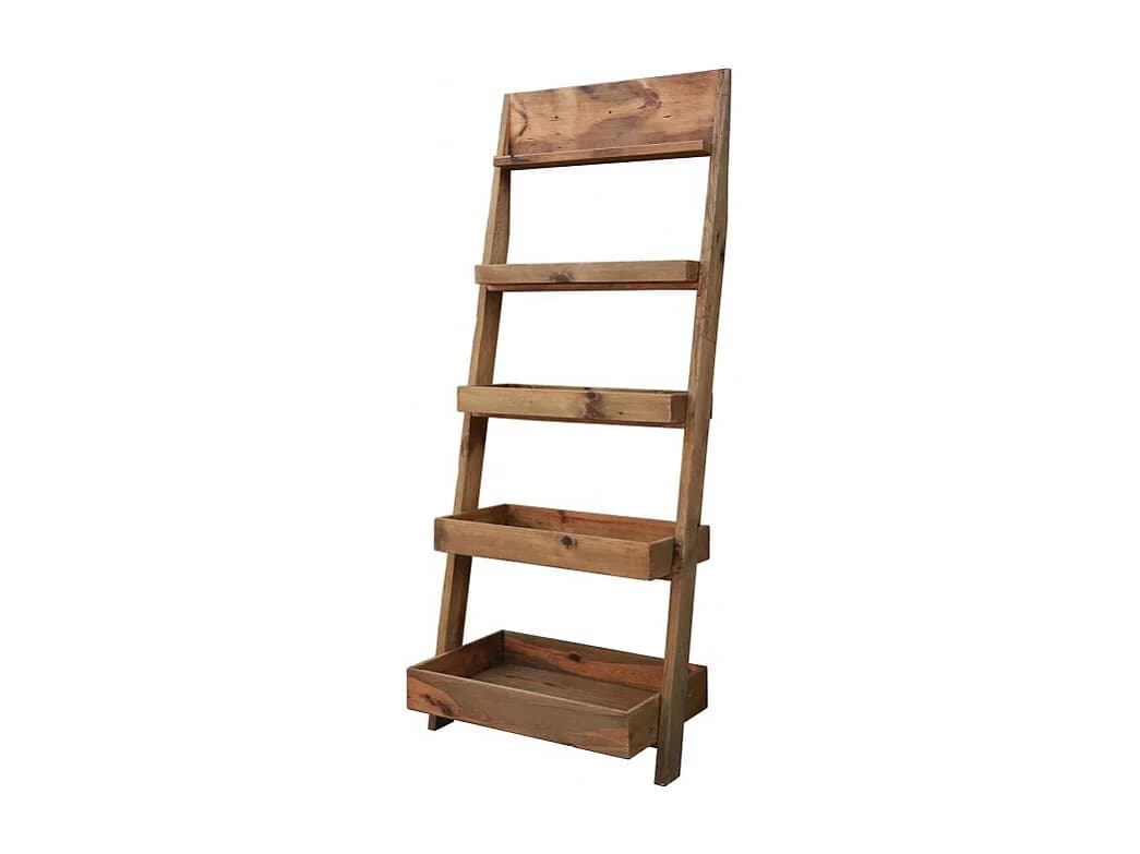 Bibliothèque échelle inclinée 200 cm en bois massif recyclé - CHALET