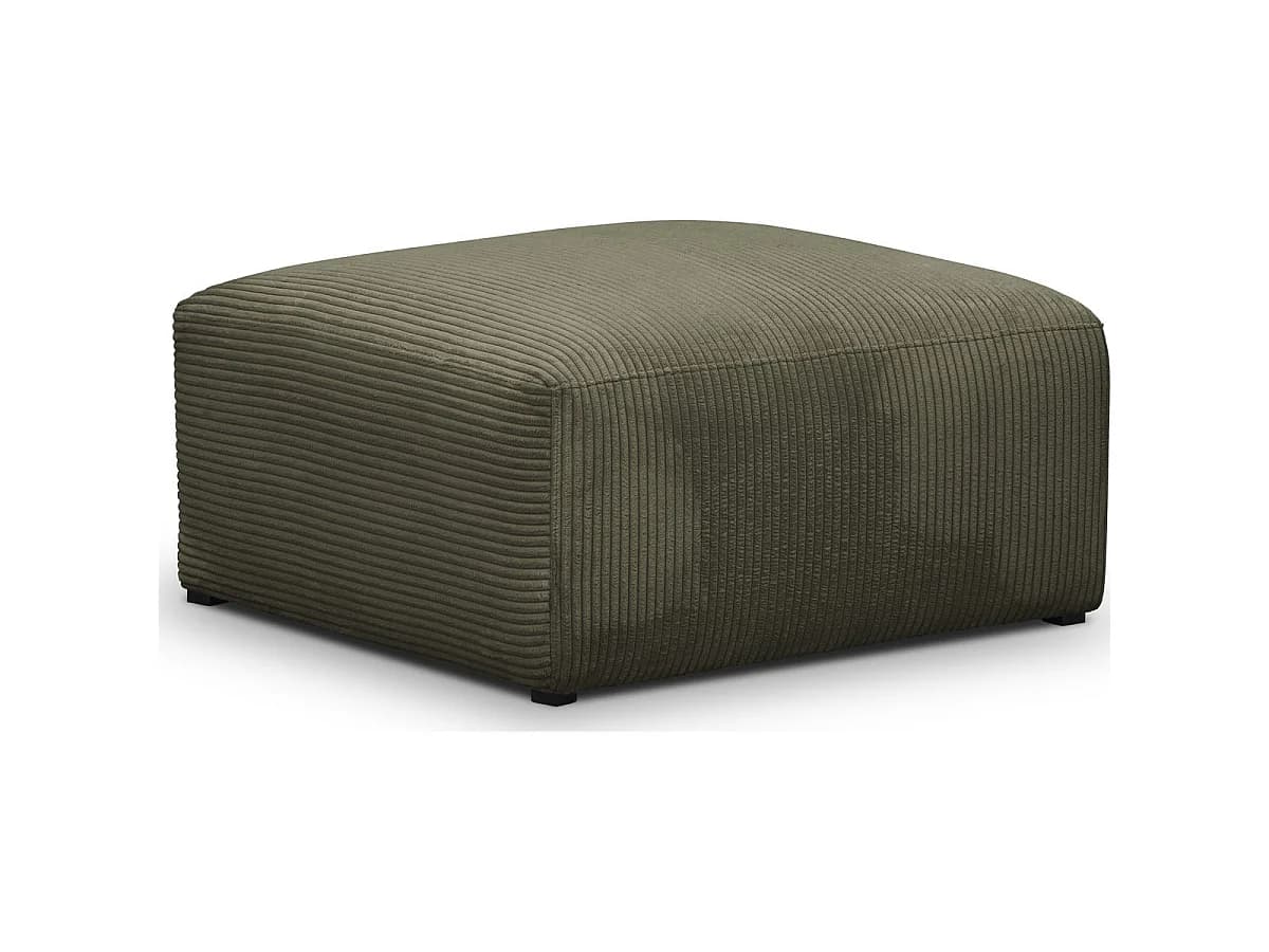 Pouf / repose-pieds modulable en velours côtelé vert kaki - Modulo