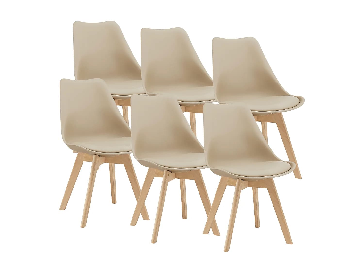 Lot de 6 Chaises de Salle à Manger Dubrovnik Simili Hêtre Beige [en.casa]