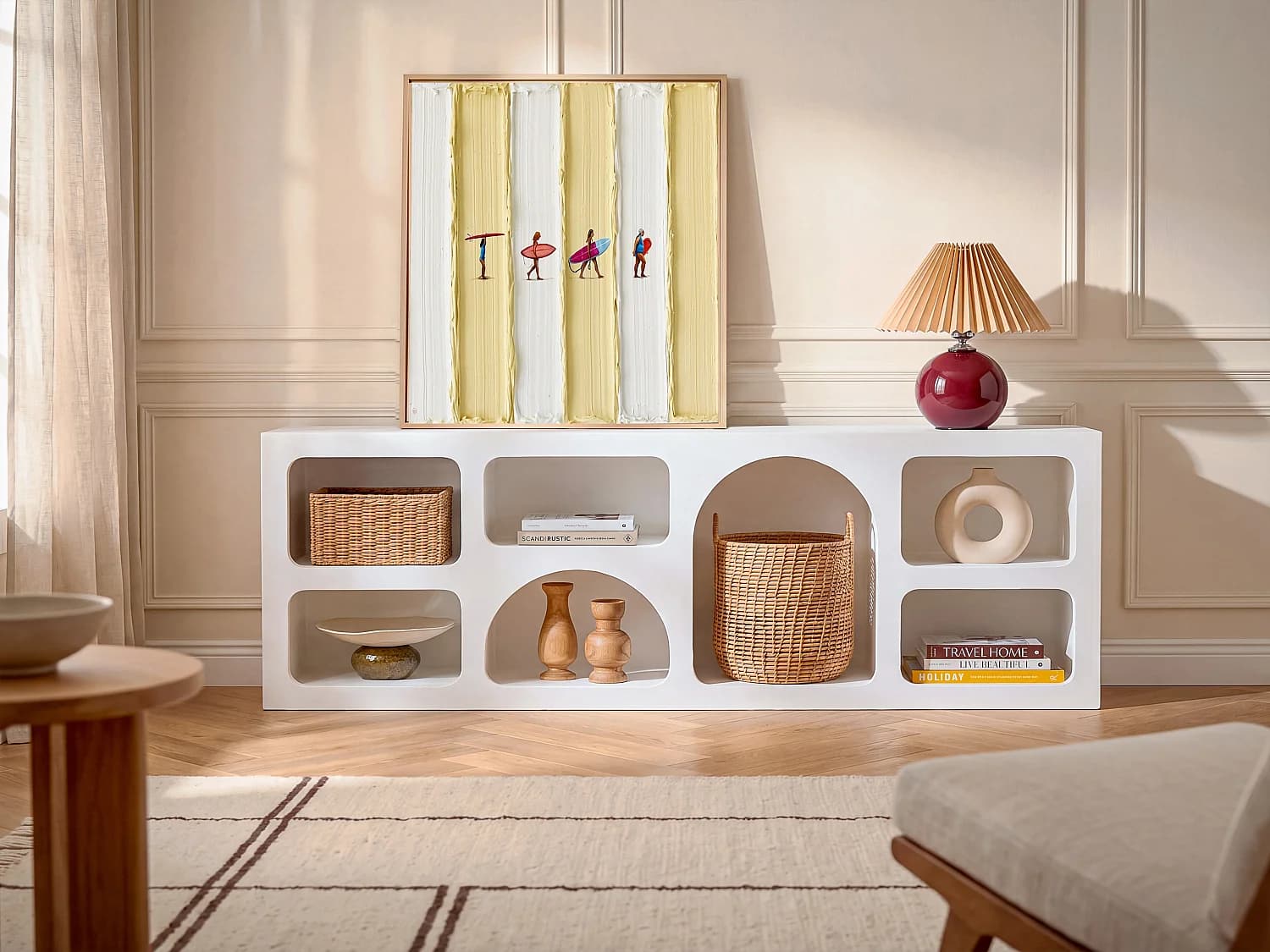 Meuble TV avec 7 niches - Blanc - LUELA