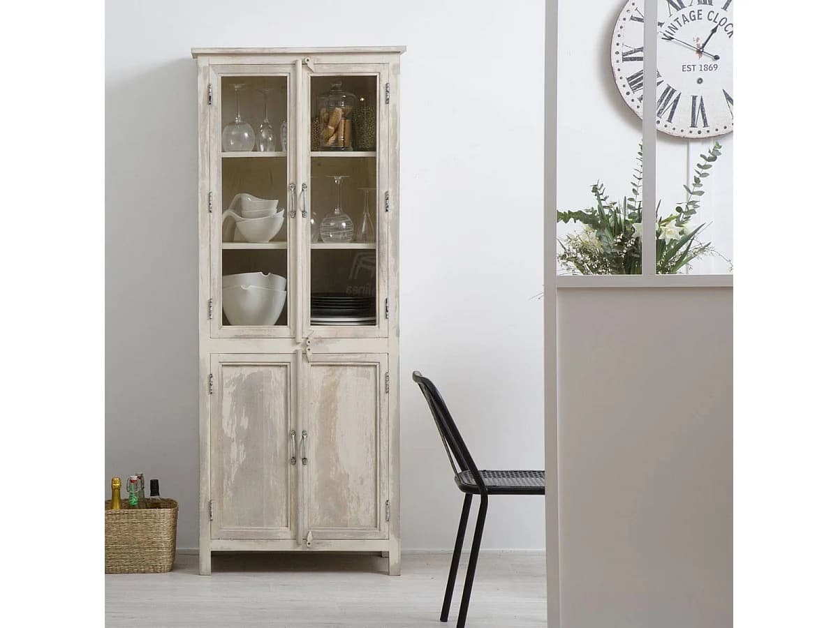 Vaisselier en bois de manguier blanchi Cuzco