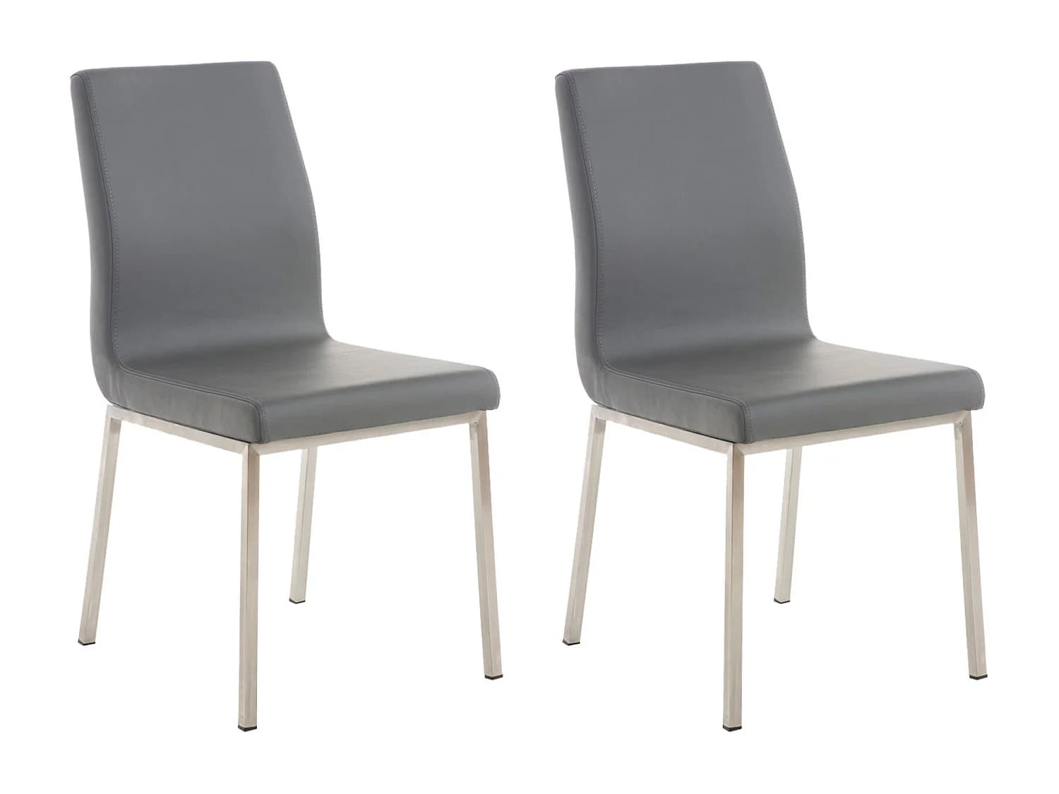 Lot de 2 chaise salle à manger - Similicuir - Gris - Colmar