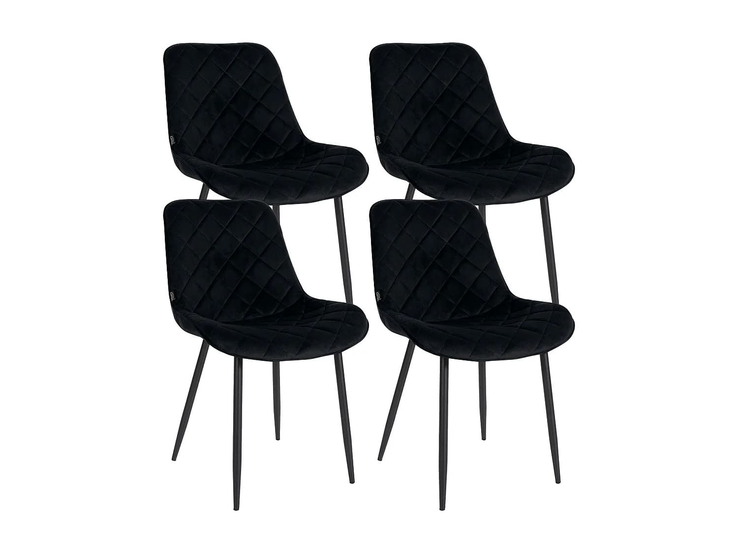 Lot de 4 chaise salle à manger - Velours & Blanc - Noir - Springs