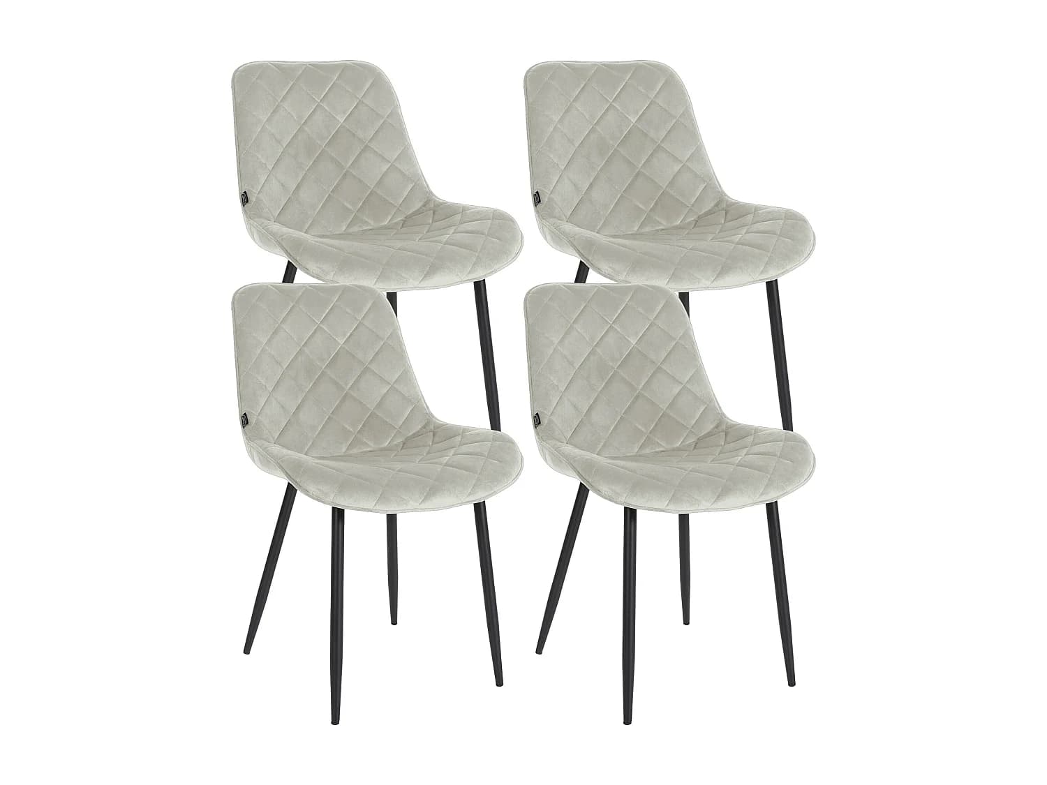 Lot de 4 chaise salle à manger - Velours & Blanc - Crème - Springs