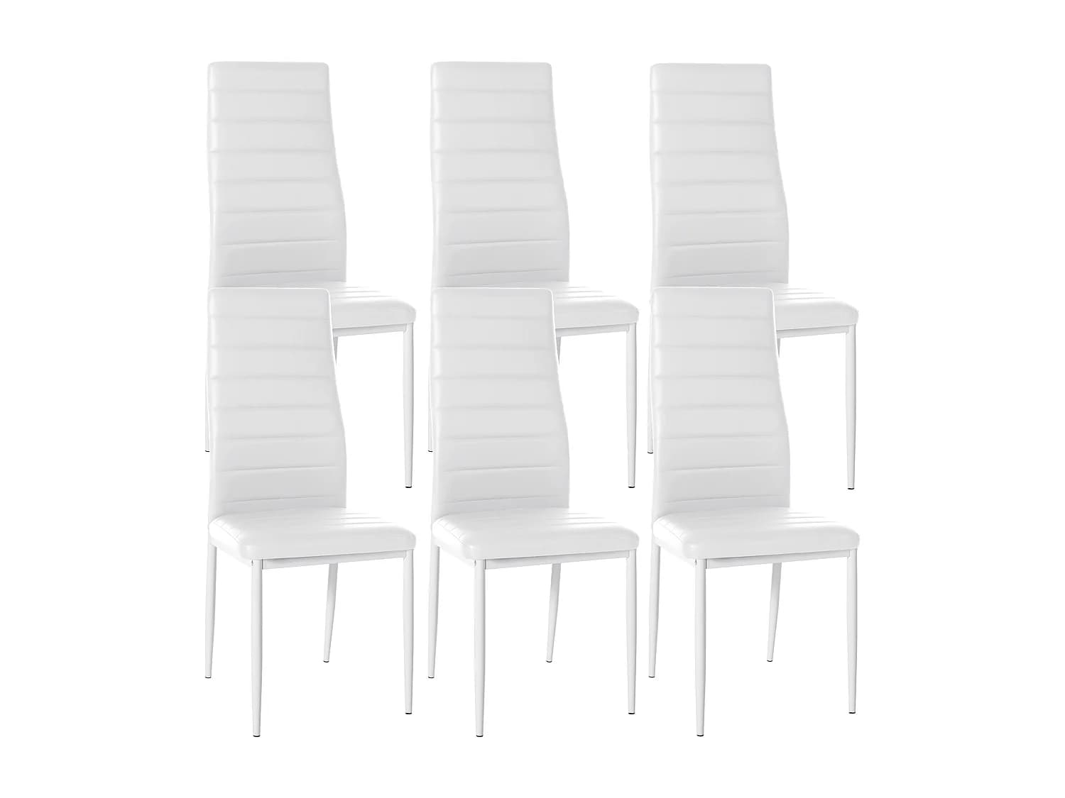 Lot de 6 chaise salle à manger - Similicuir - Blanc - Mayfair