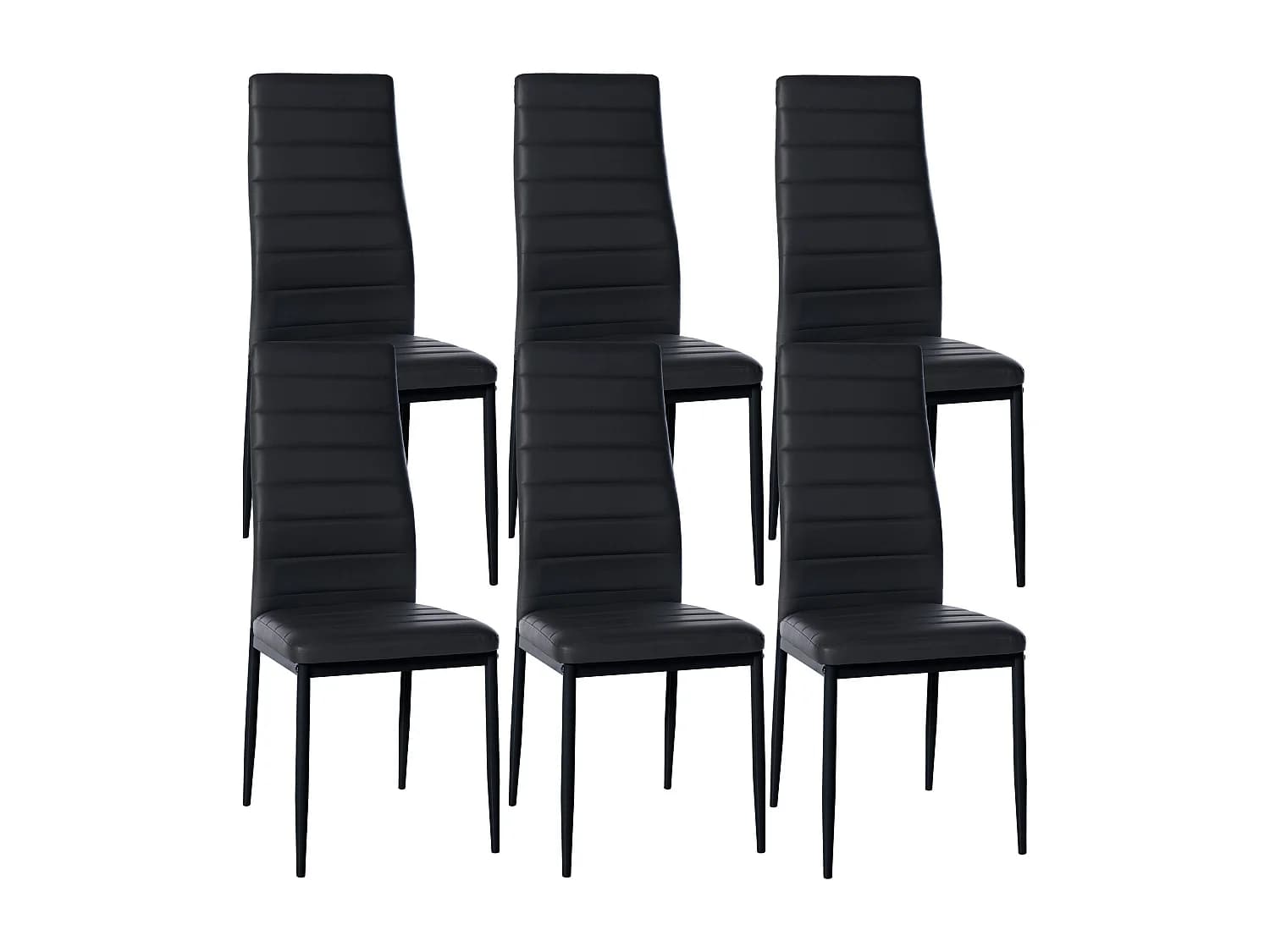 Lot de 6 chaise salle à manger - Similicuir - Noir - Mayfair