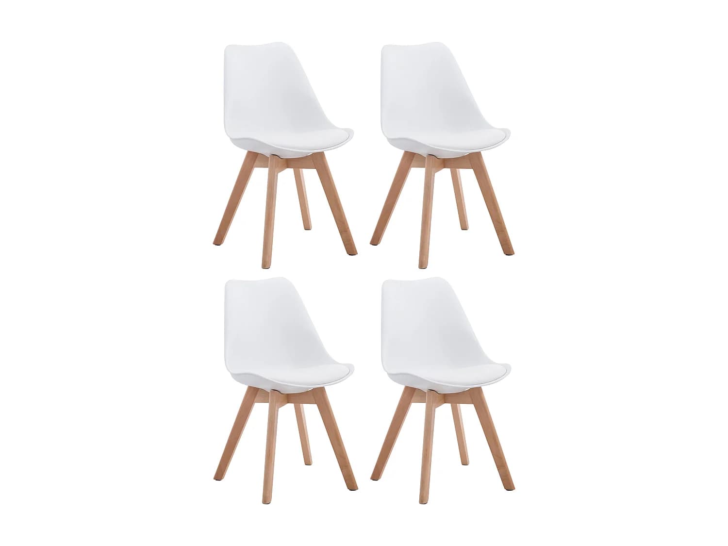 Lot de 4 chaise salle à manger - Similicuir & Nature - Blanc - Borneo V2
