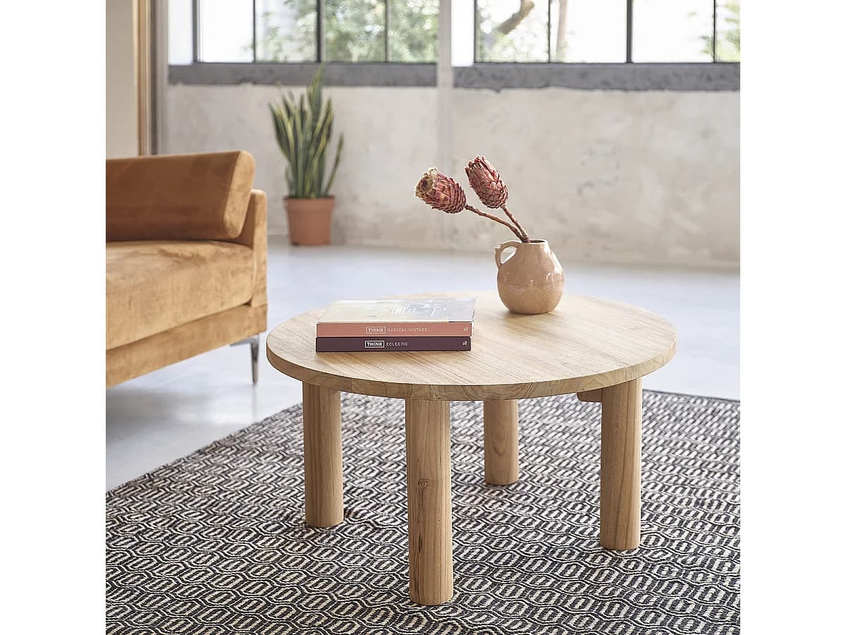 Table basse en teck massif 80 cm