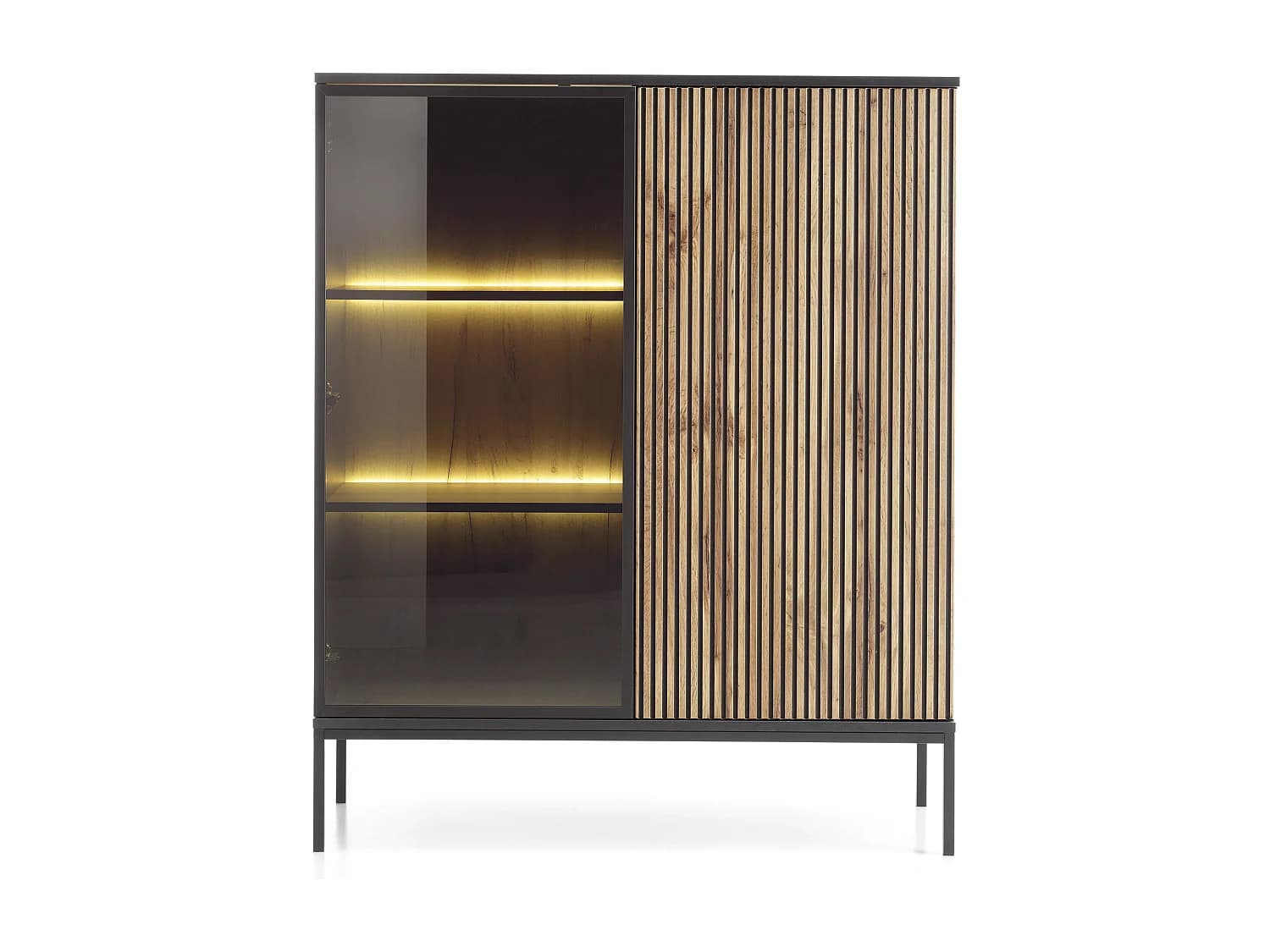 Vaisselier ODENSE 104 cm - chêne et noir