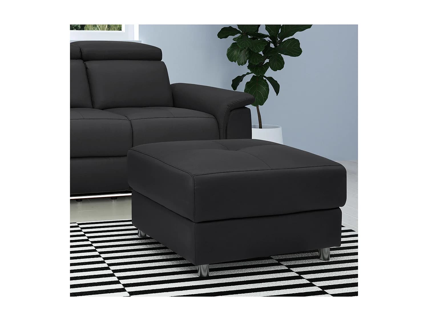 Pareli | Pouf en cuir noir PU