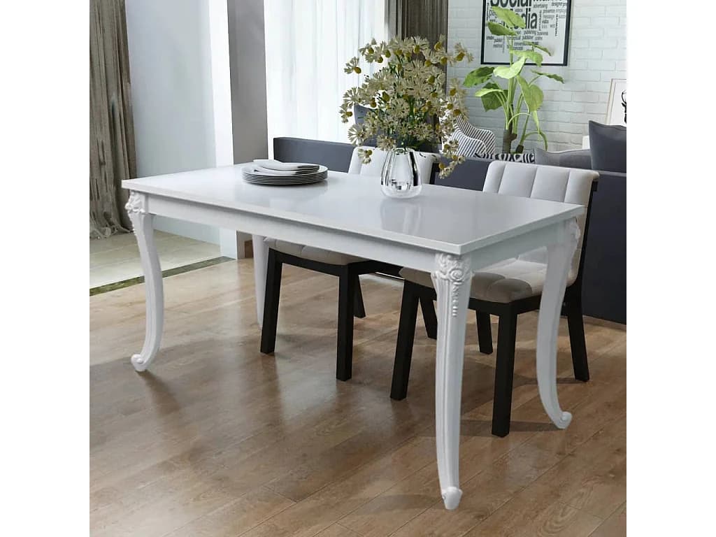 Table de salle à manger 116 x 66 x 76 cm Blanc haute brillance GHR17375
