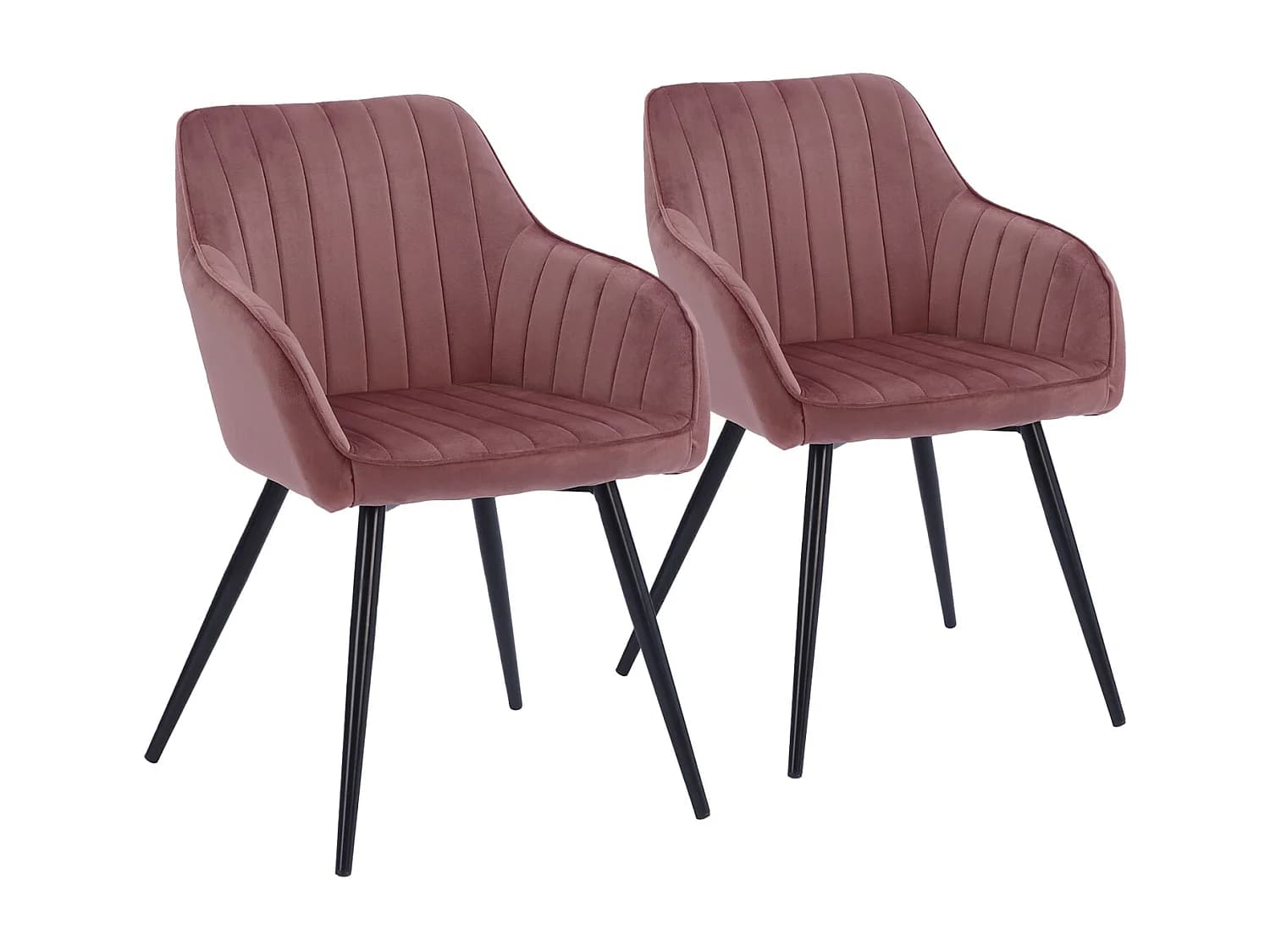 Lot de 2 chaises en velours BERTILLE roses - HAPPY GARDEN
