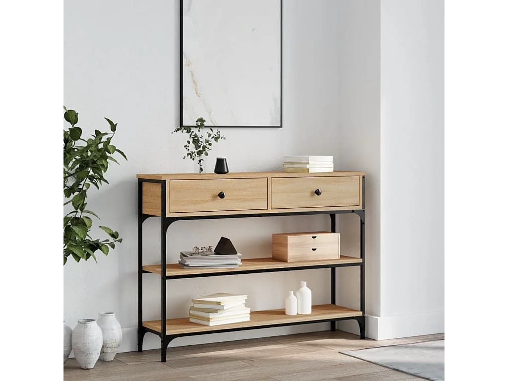 Table console chêne sonoma 100x25x75 cm bois d'ingénierie