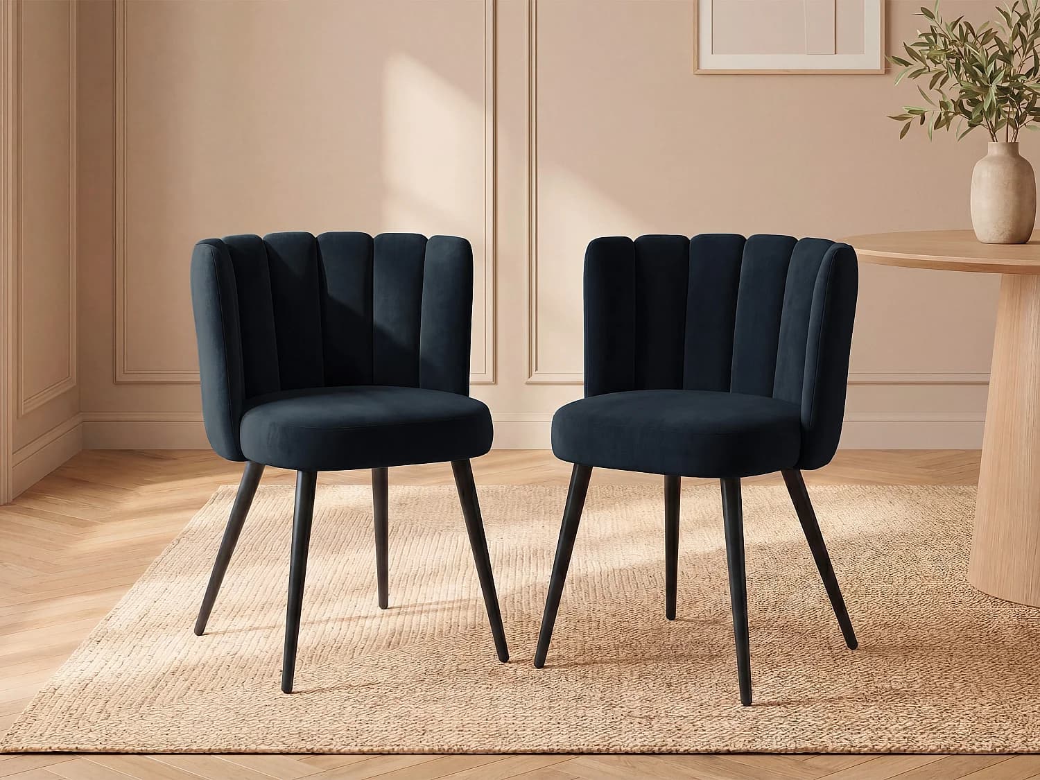 Lot de 6 chaises en velours et métal - Noir - PRANILA