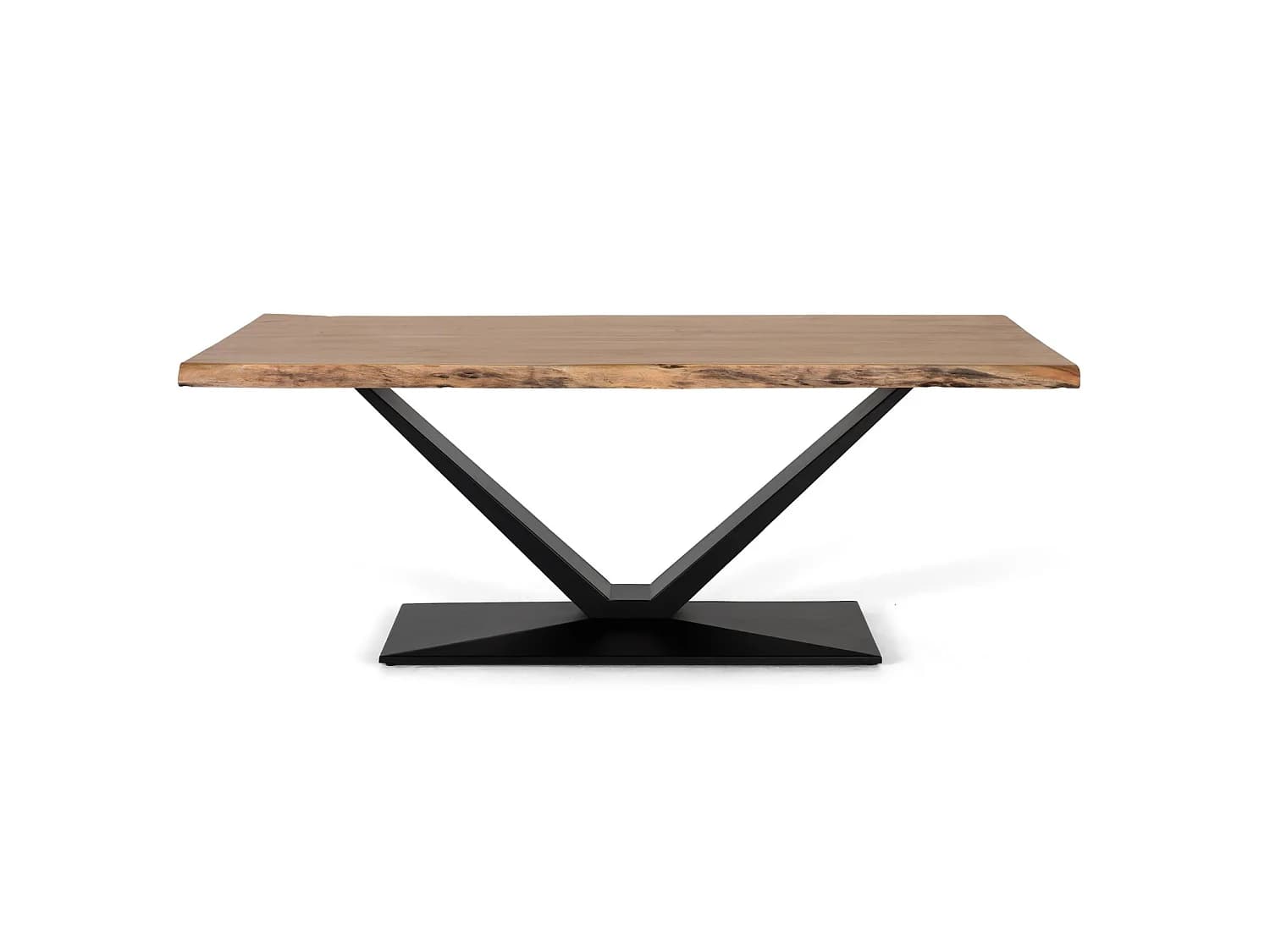 Tables de salle à manger en bois d'acacia massif 200 cm, style industriel moderne - 77 x 200 x 100