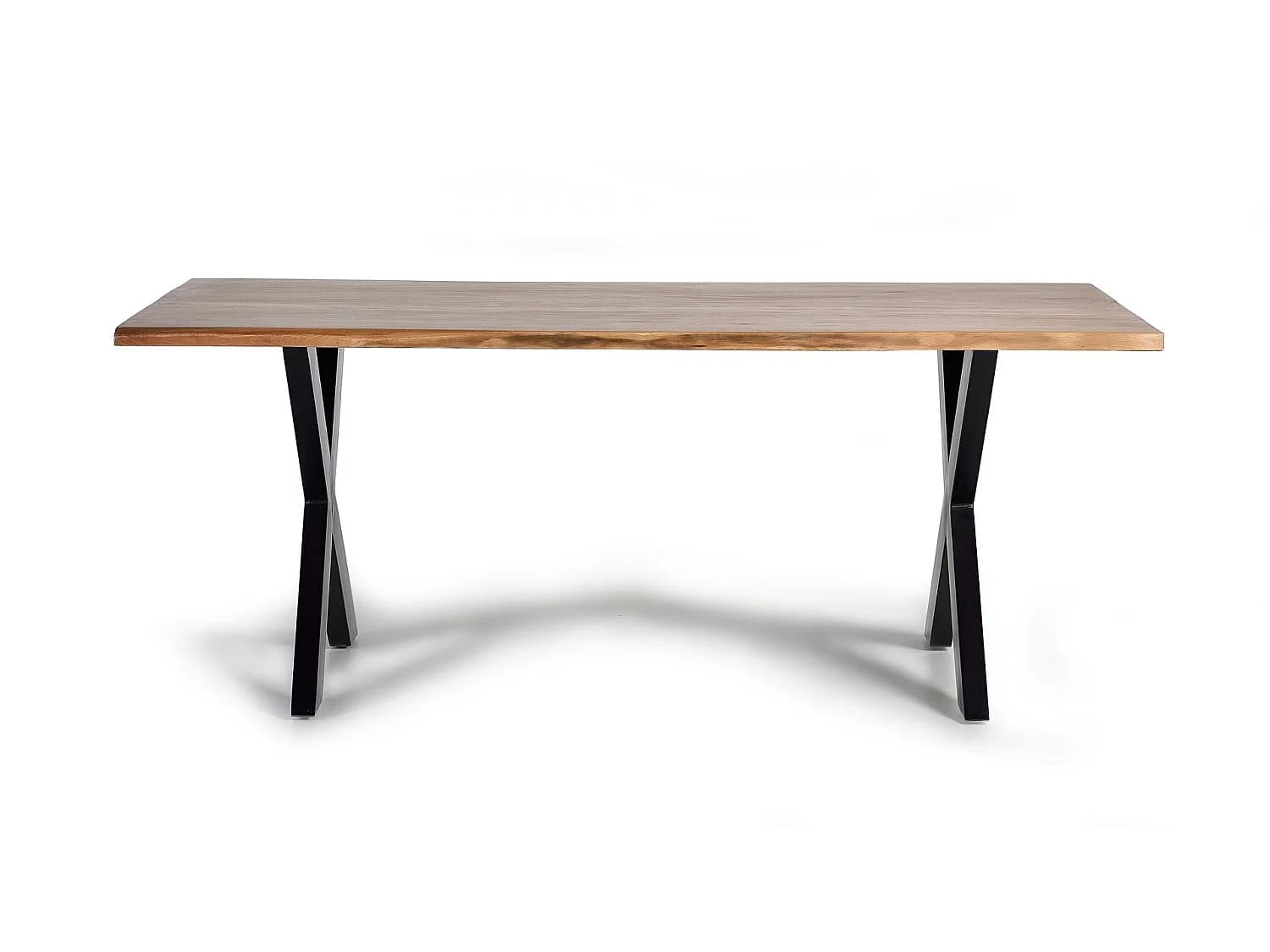 Tables de salle à manger en bois d'acacia 240 cm, style industriel rustique - 78 x 240 x 100