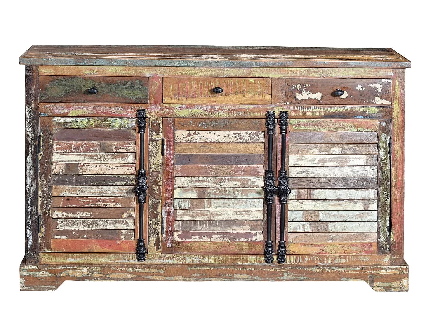 Buffet en bois recyclé de style vintage moderne - 90 x 150 x 45