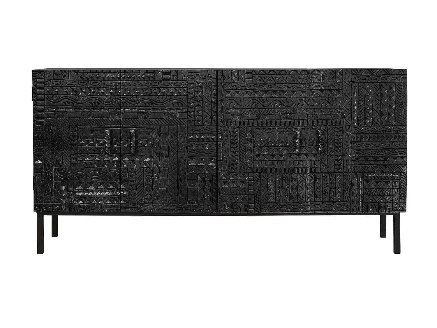 Buffet en bois de manguier, style ethnique - 85 x 180 x 40