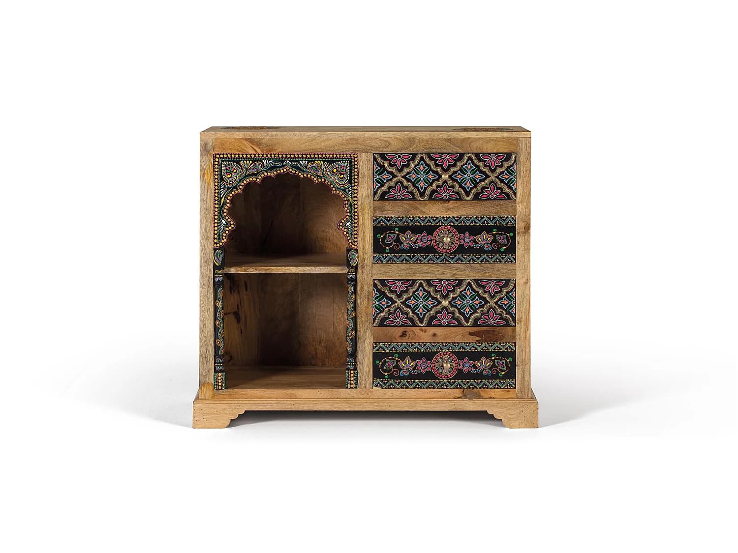Table d'appoint en bois de manguier 90 cm, style ethnique - 79 x 88 x 35