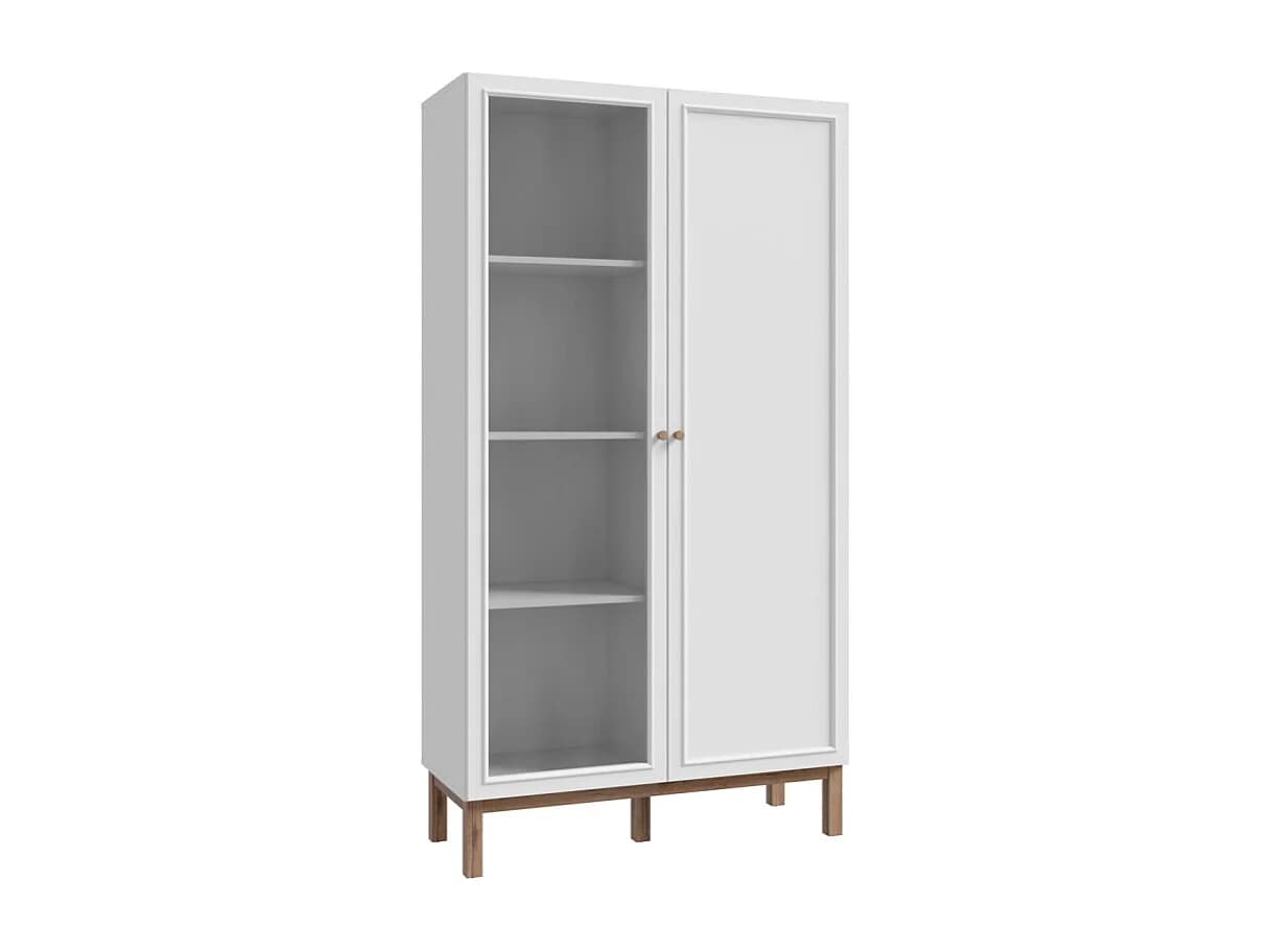 Armoirette vitrée décor gris et chêne avec portes réversibles - UDINE