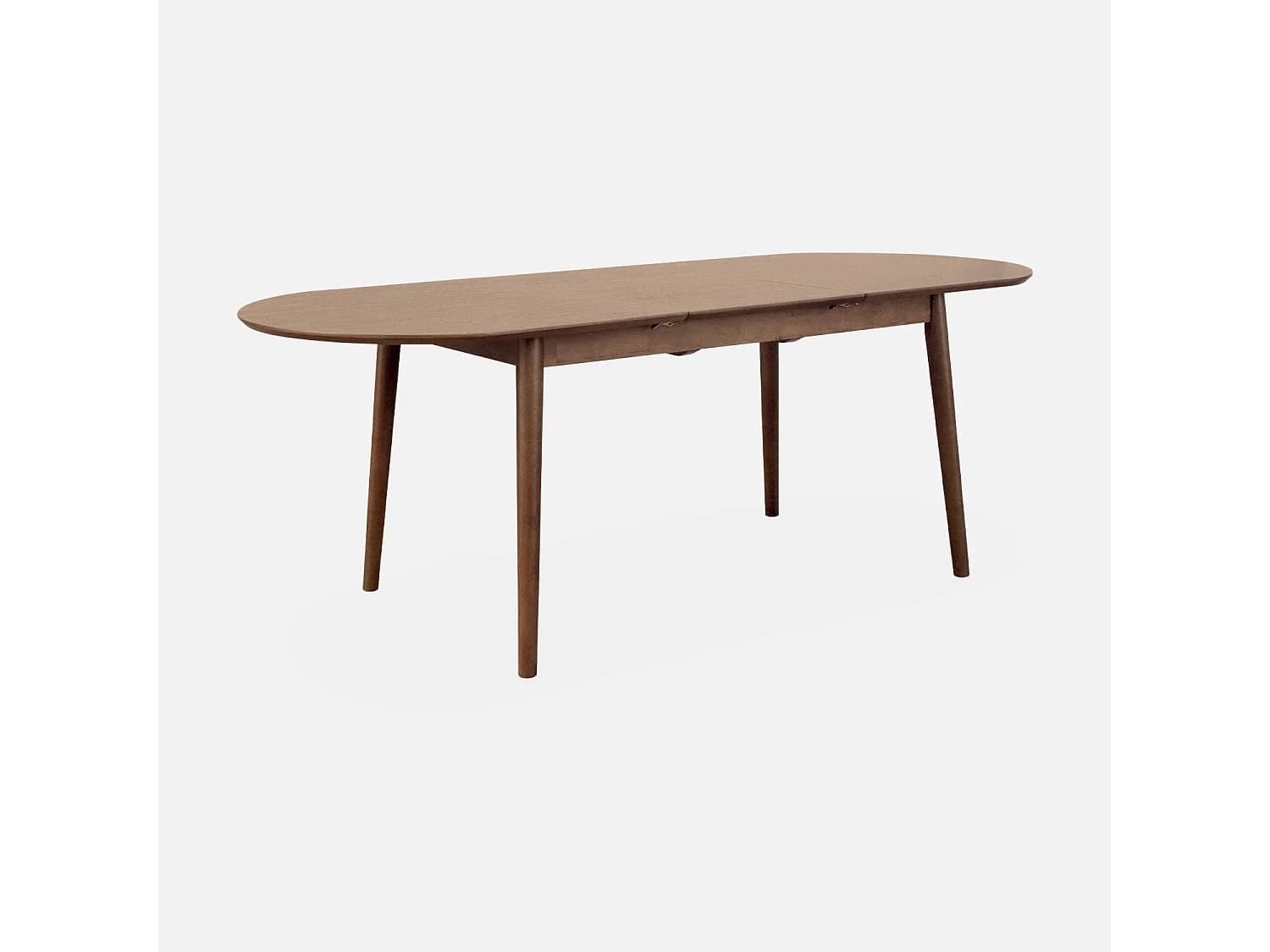 Table à manger extensible ovale couleur noyer Lisa 6 à 8 places. 160 à 210cm