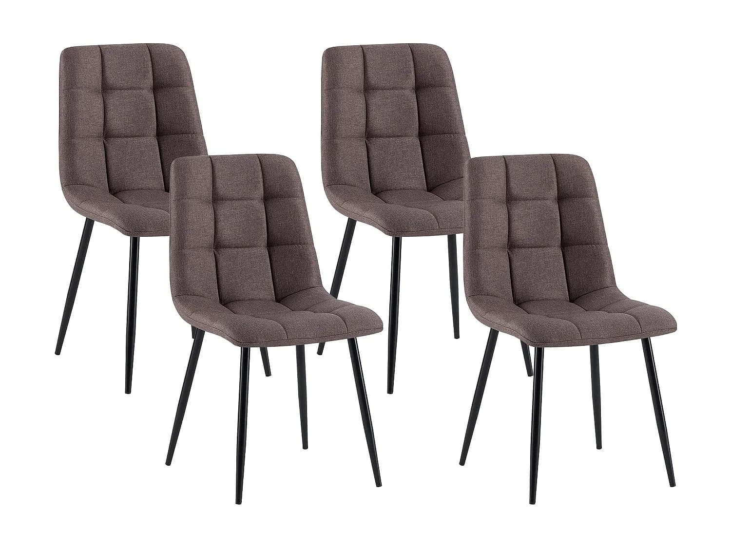 Lot de 4 chaise salle à manger - Tissu - Marron - Antibes