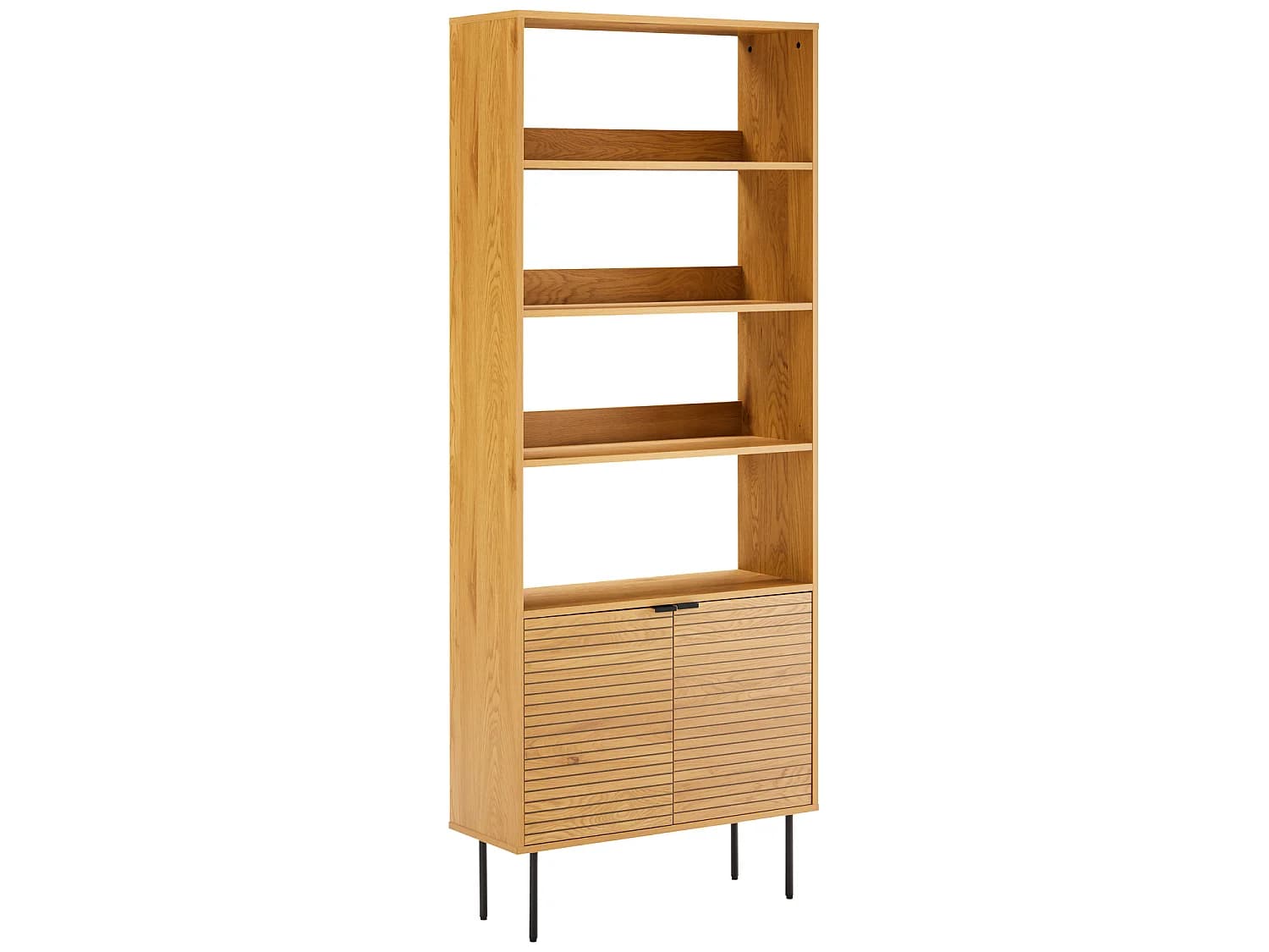 Bibliothèque en bois 4 étagères et 2 portes STINNA - HAPPY GARDEN