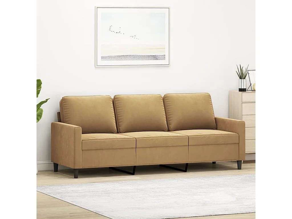 Canapé à 3 places Marron 180 cm Velours REO44023