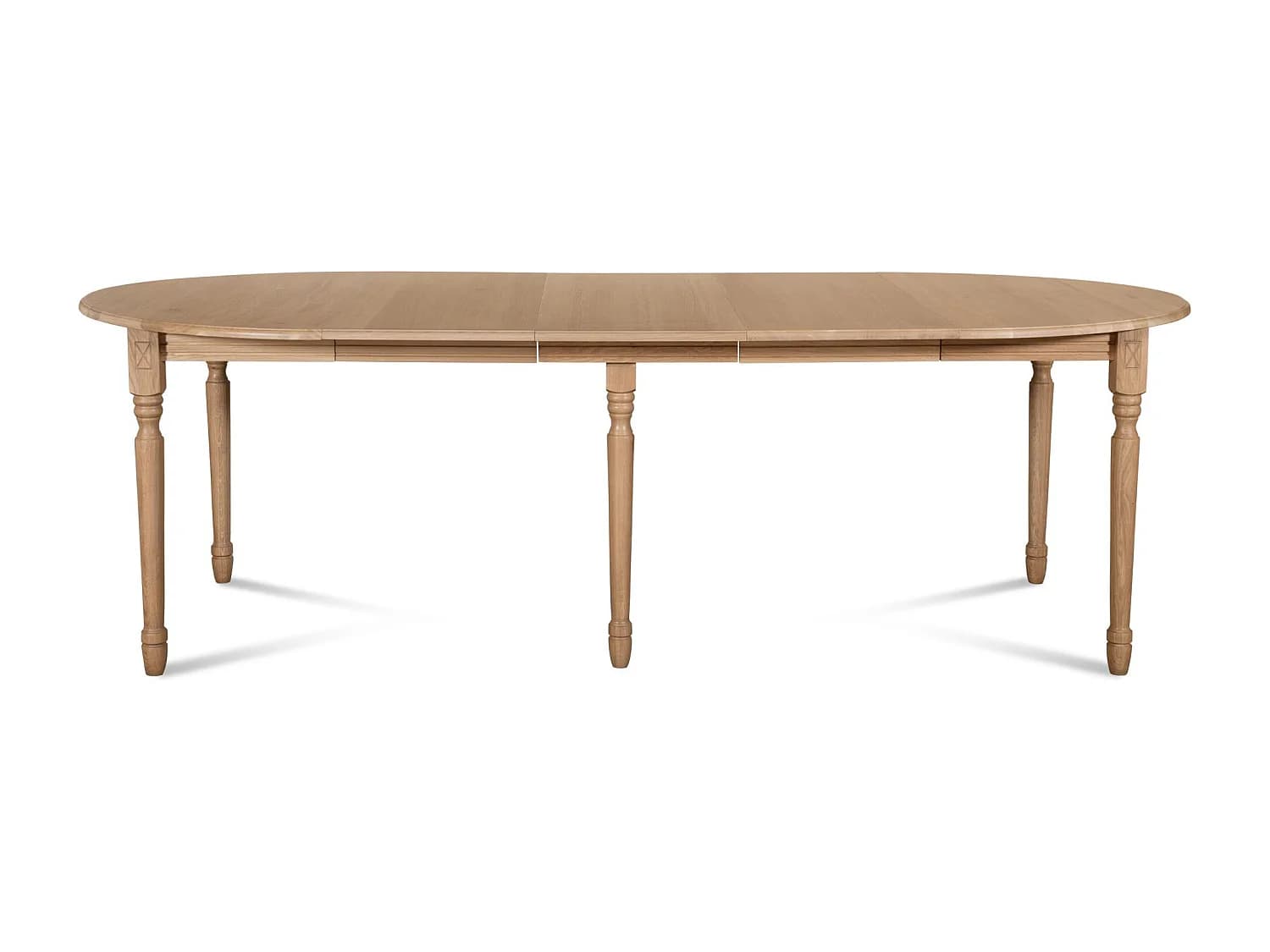 Table ronde en bois 6 pieds tournés D105 + 3 rallonges bois - VICTORIA