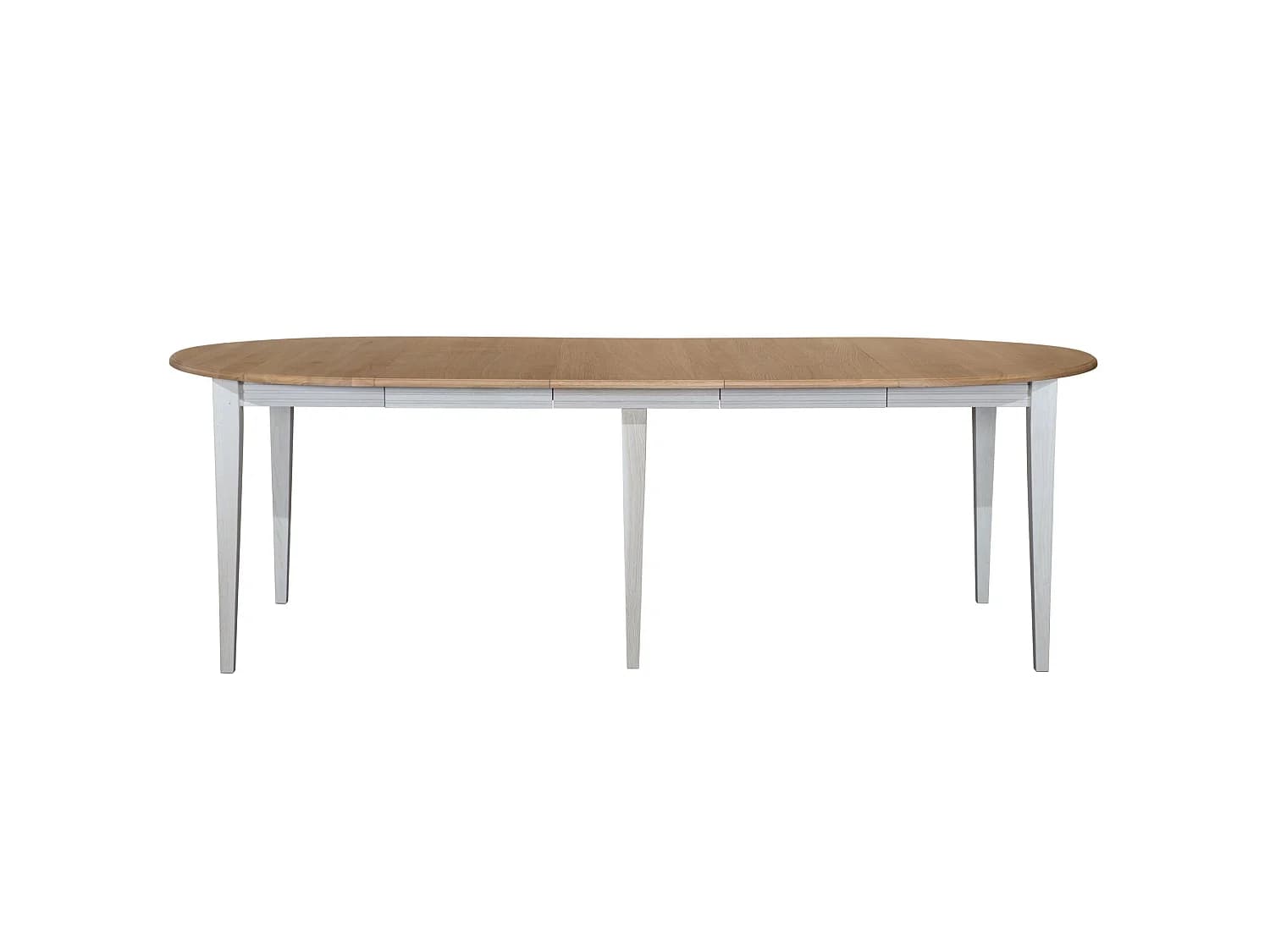 Table ronde 6 pieds fuseau D105 + 3 rallonges bois - VICTORIA