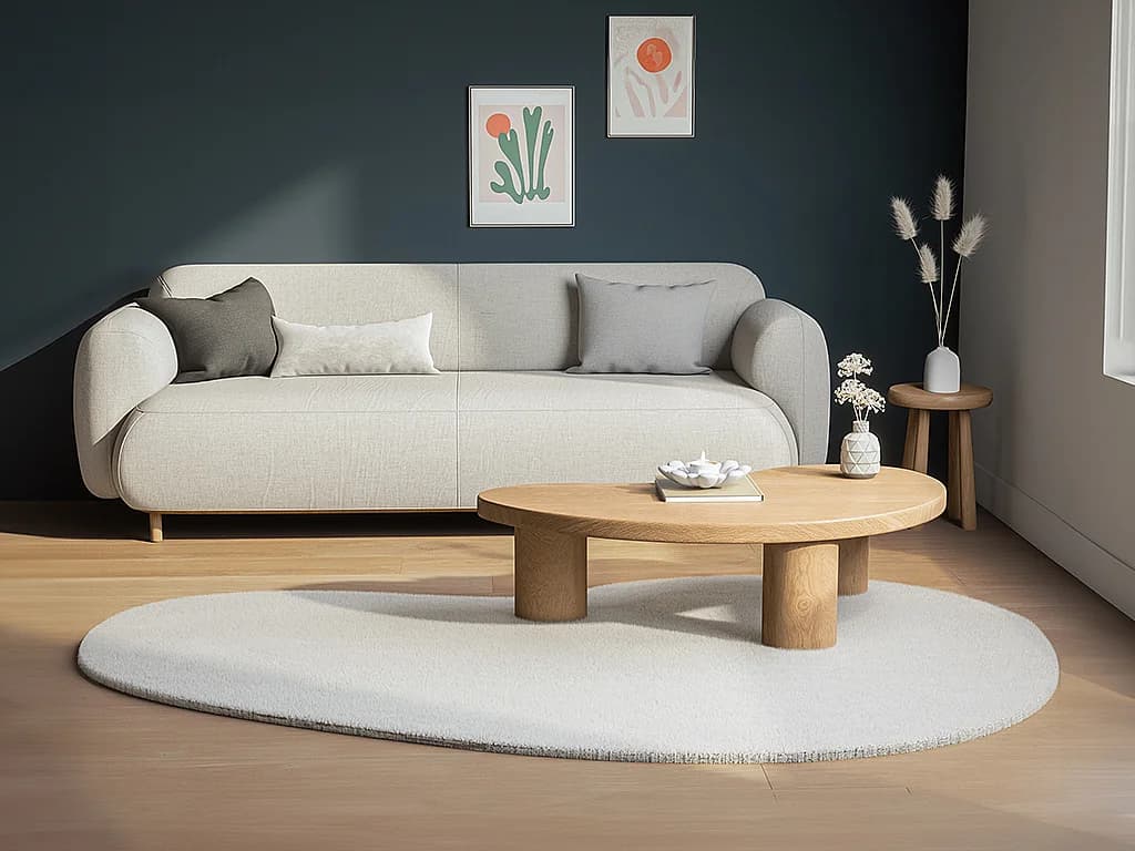 Tapis shaggy organique effet fourrure - 200 x 300 cm - Beige - GIRONA
