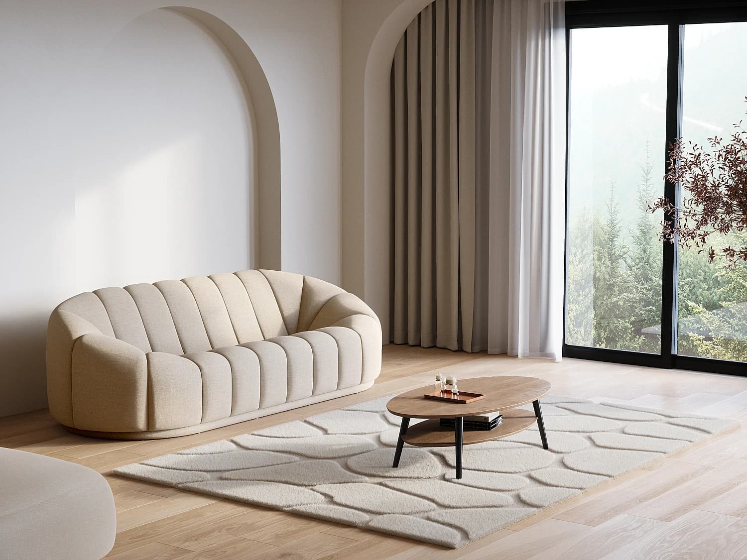Tapis en relief effet fourrure - 200 x 290 cm - Beige - ARENSO