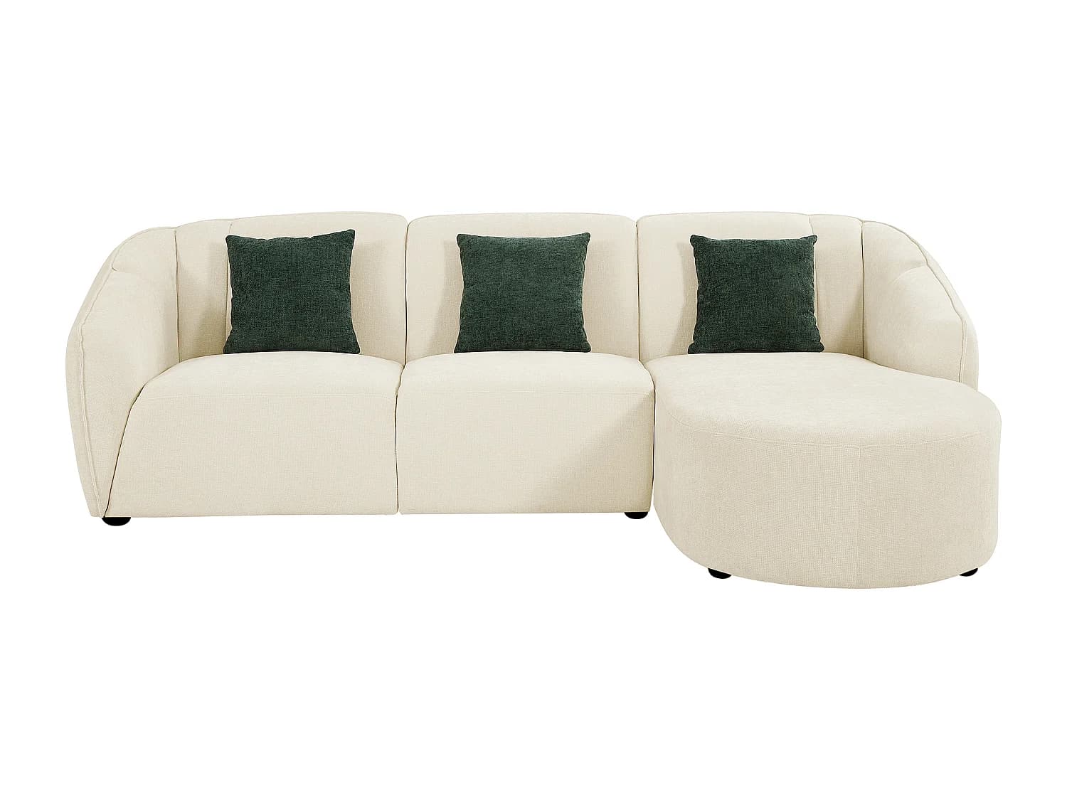 Canapé d'angle droit en tissu beige texturé NETOMIA