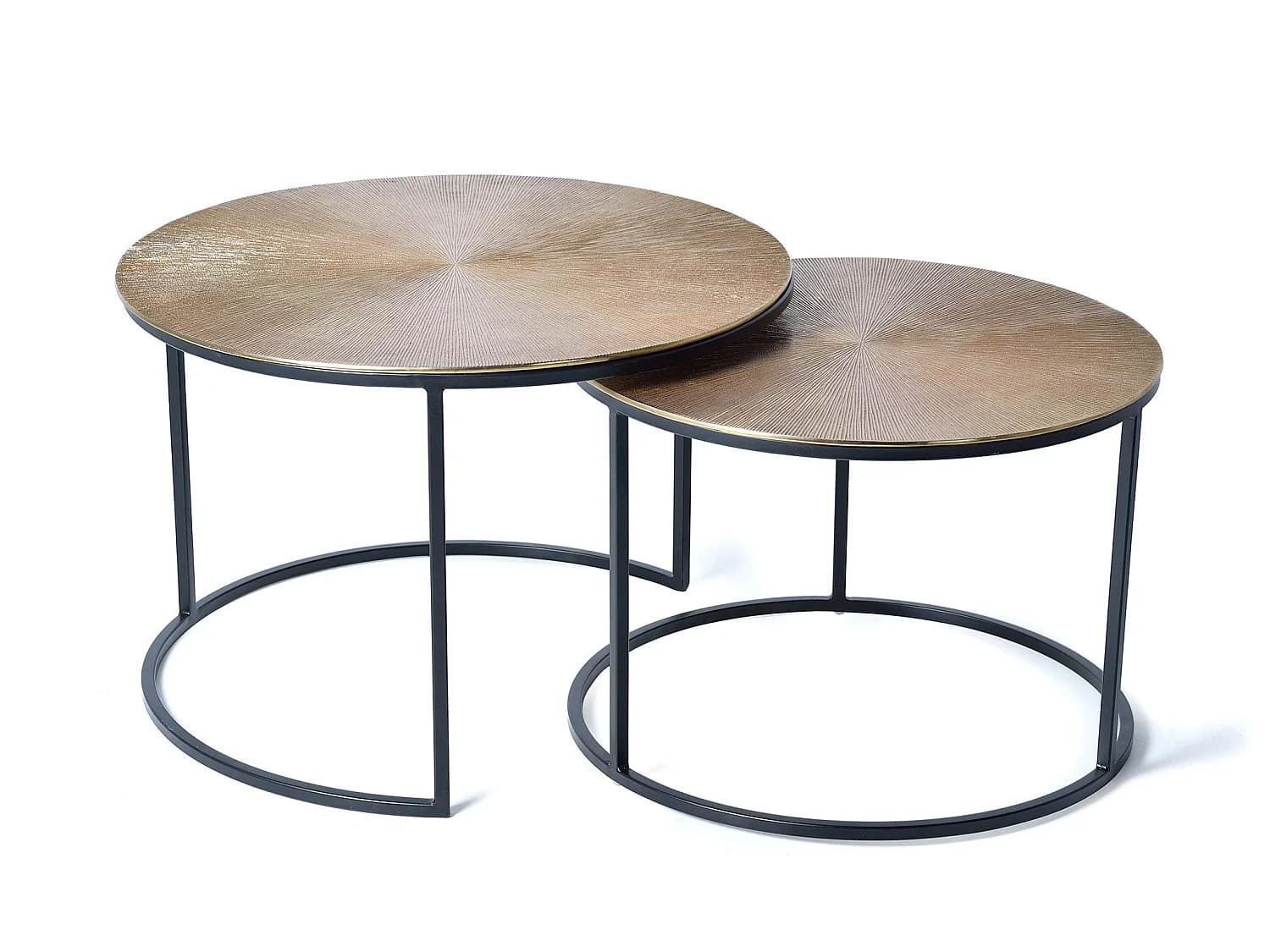 Tables basses en bronze - Grande table : 70 cm, Petite table : 60 cm - Style industriel - 47 x 70 x 70 cm
