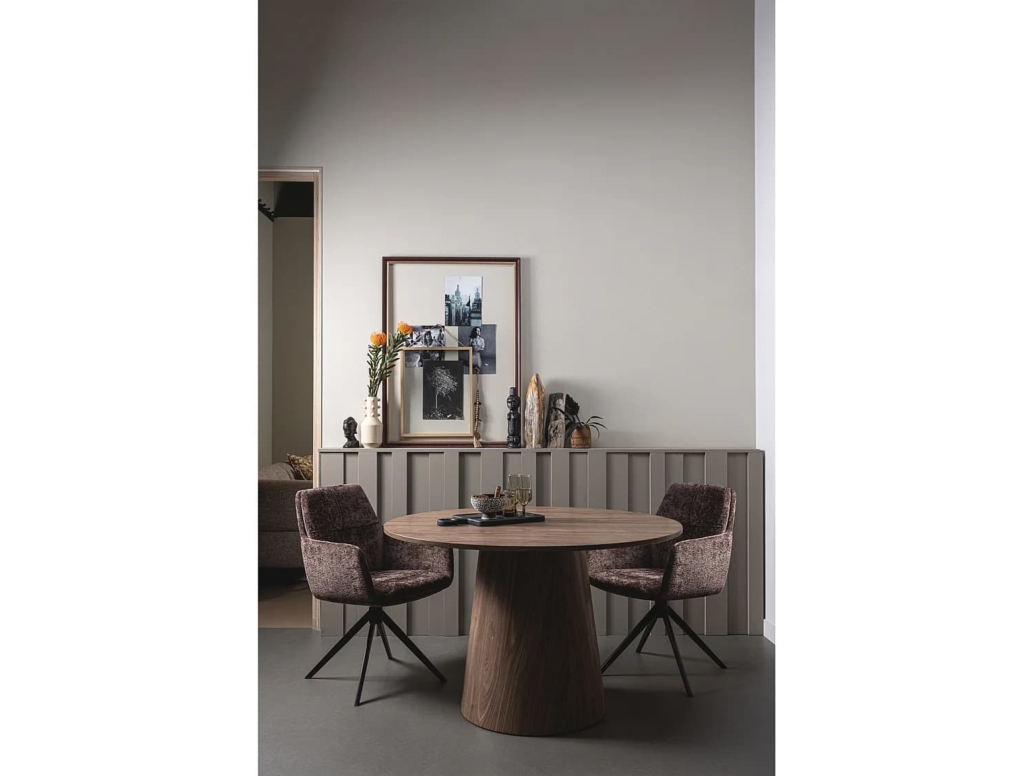Table à manger ronde en mdf 4 personnes MAAN
